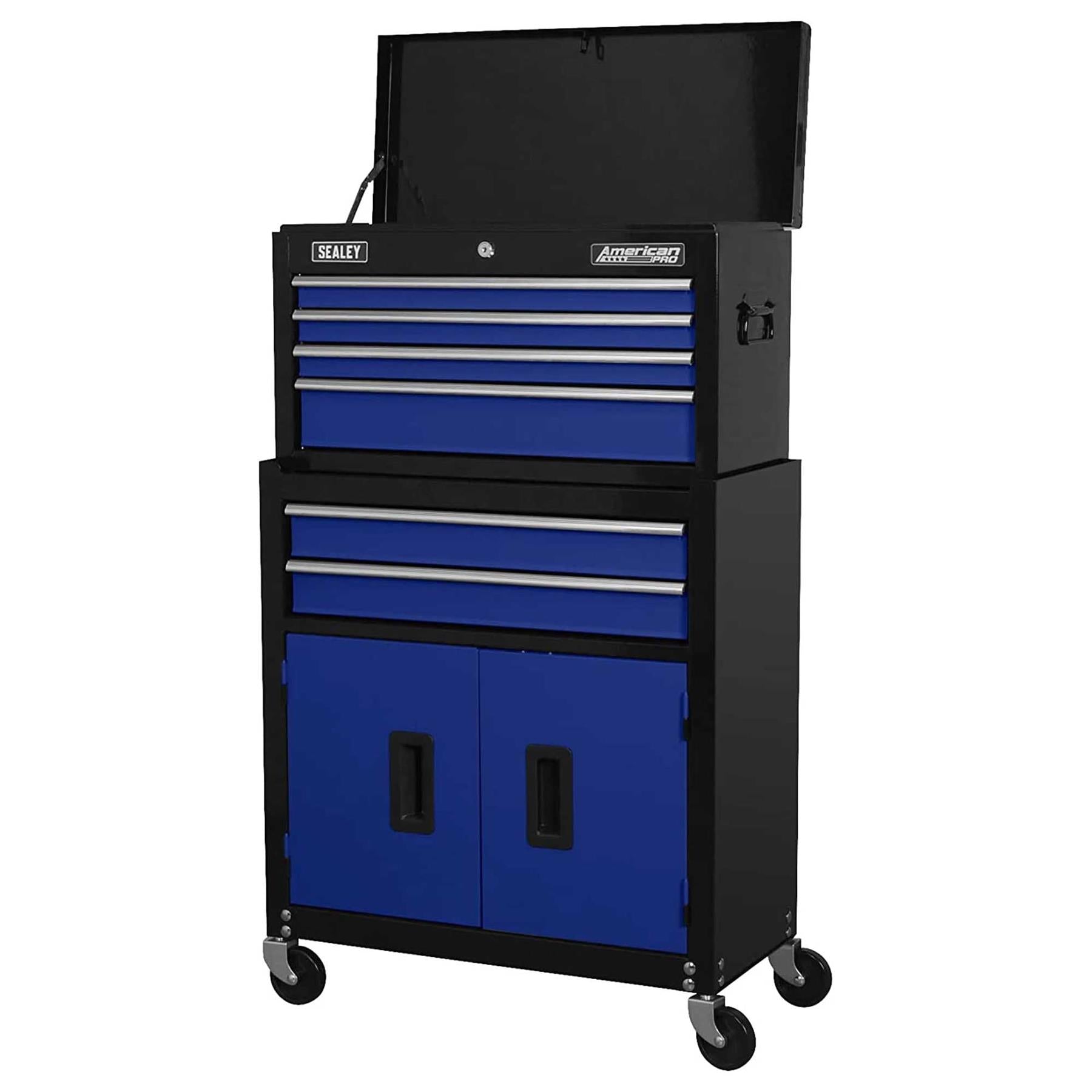 Sealey Topchest & Rollcab Combination 6 Drawer with Ball-Bearing Slides - Blue