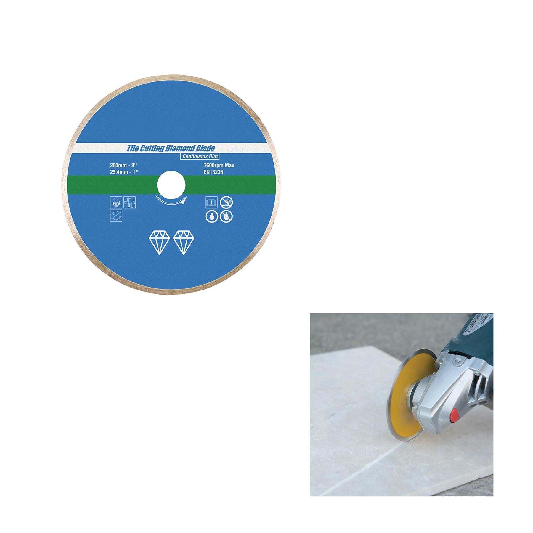 Continous Rim Tile Ceramic Cutting Diamond Blade 200 x 25.4mm Wet Or Dry Use Saw Blade