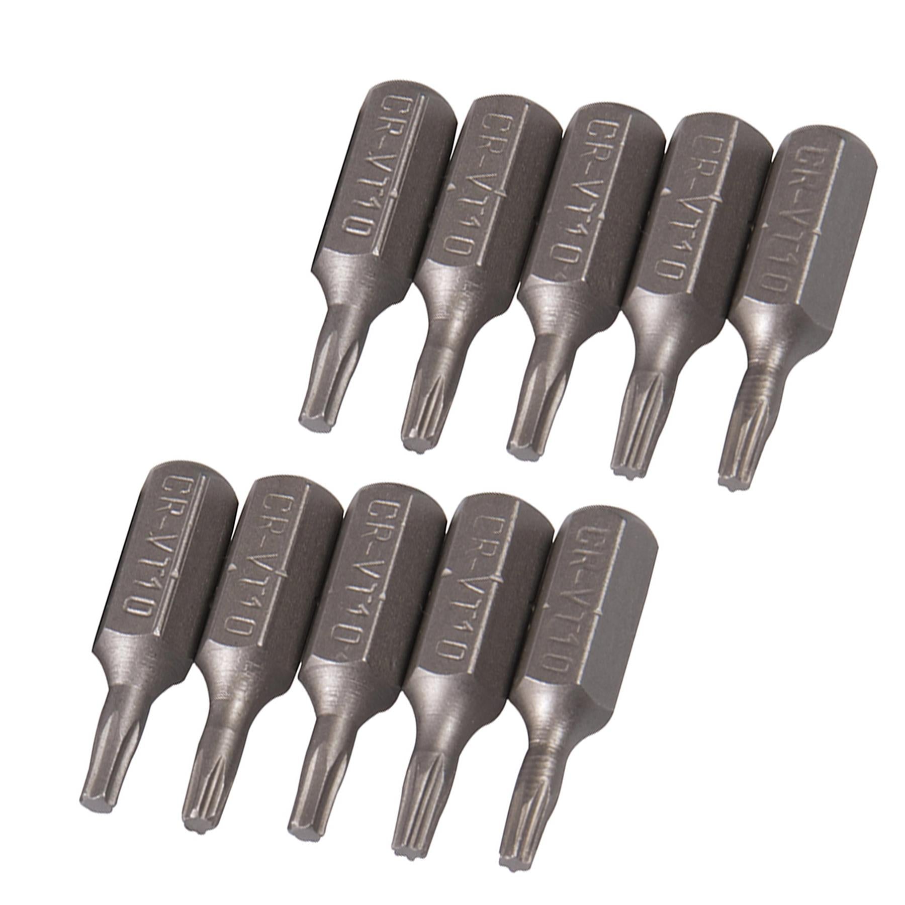 10Pk Torx CRV Screwdriver Bits T10 Chrome Vanadium 1/4" Hex Drive Drive DIY