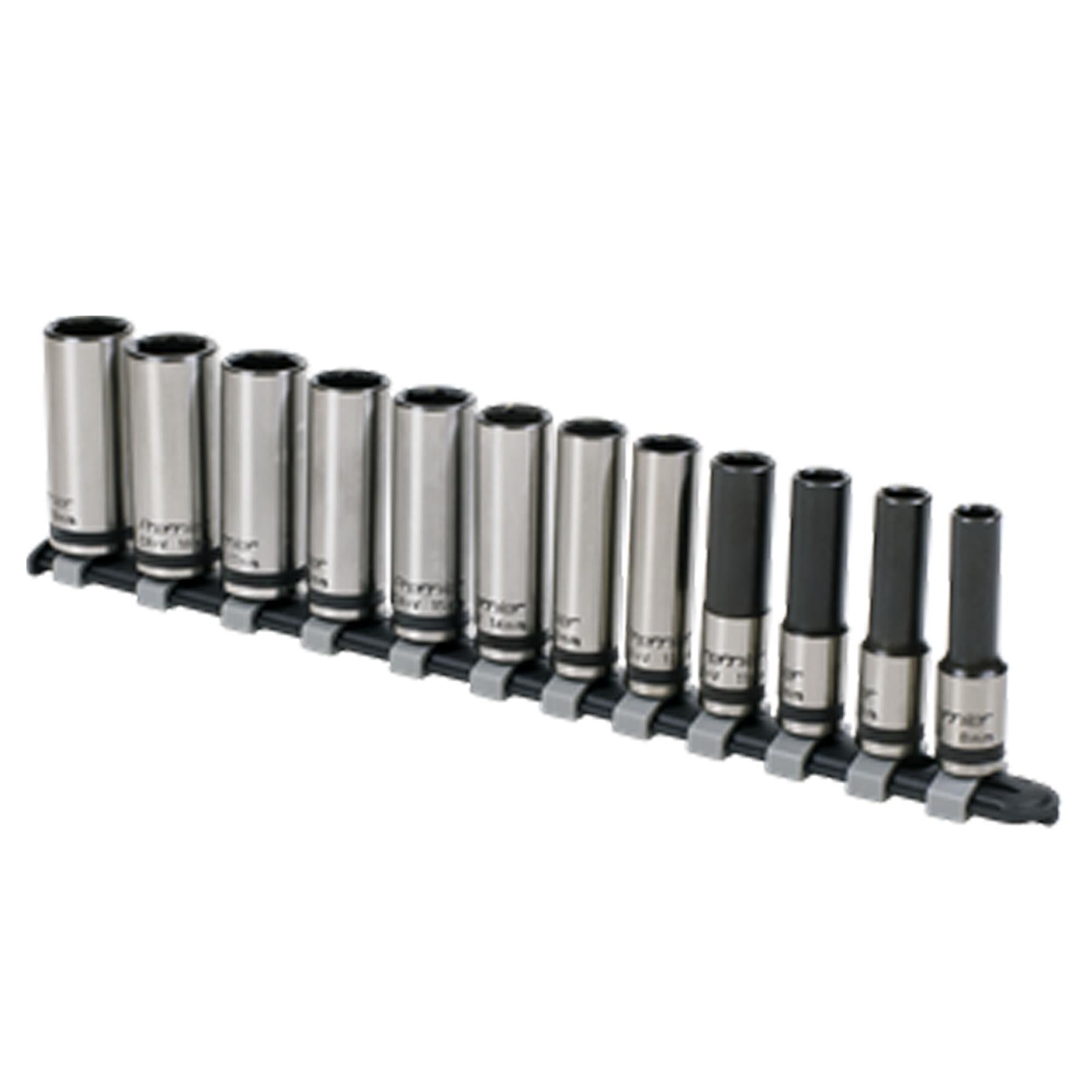 Sealey Socket Set 12pc 3/8"Sq Drive Deep Lock-On� 6pt Metric - Black Series