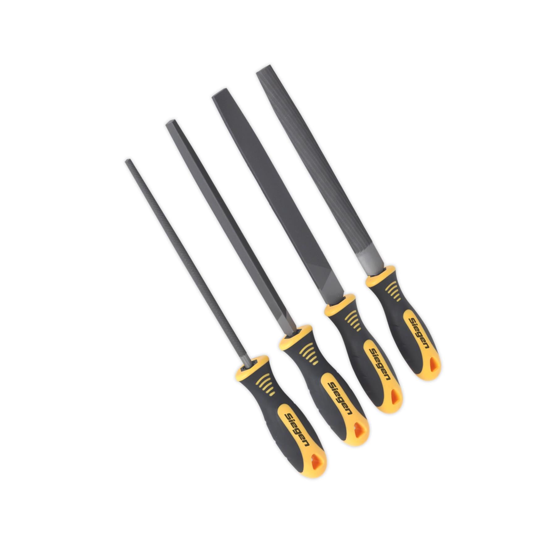 Sealey File Set 4pc 200mm Soft Grip Handles