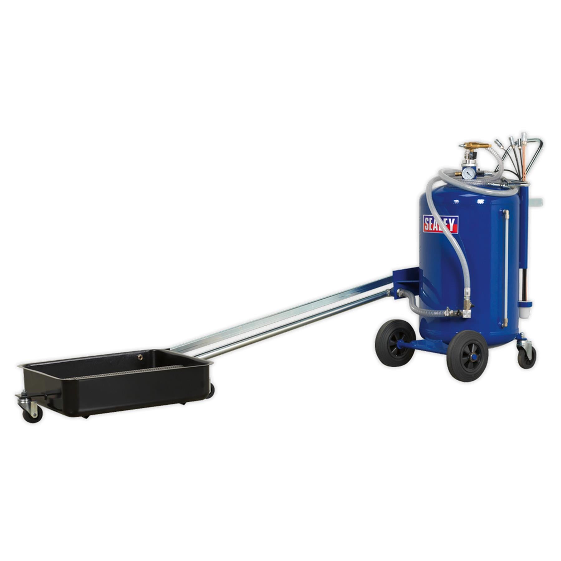 Sealey Mobile Oil Drainer + Probes 80L Cantilever Air Discharge