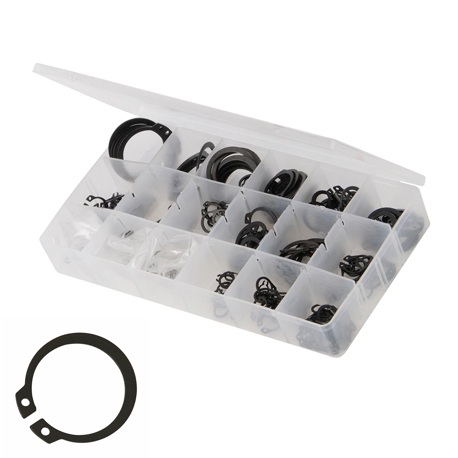 Circlips Pack 255 Piece External Shaft Internal Bores Chemically Blackened Steel