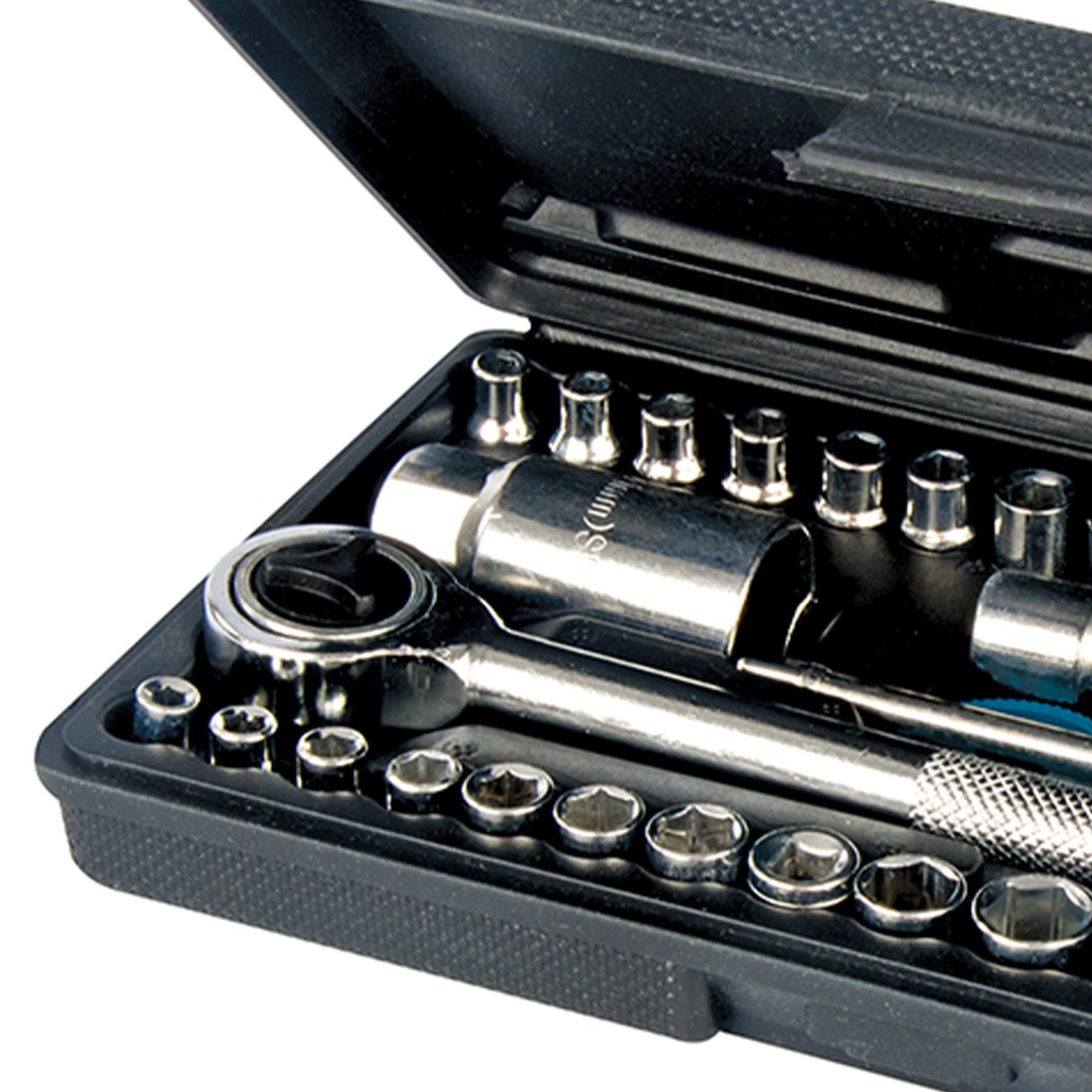 40Pce Socket Set Spinner Ratchet Handle Extension Bar Mechanic Workshop DIY