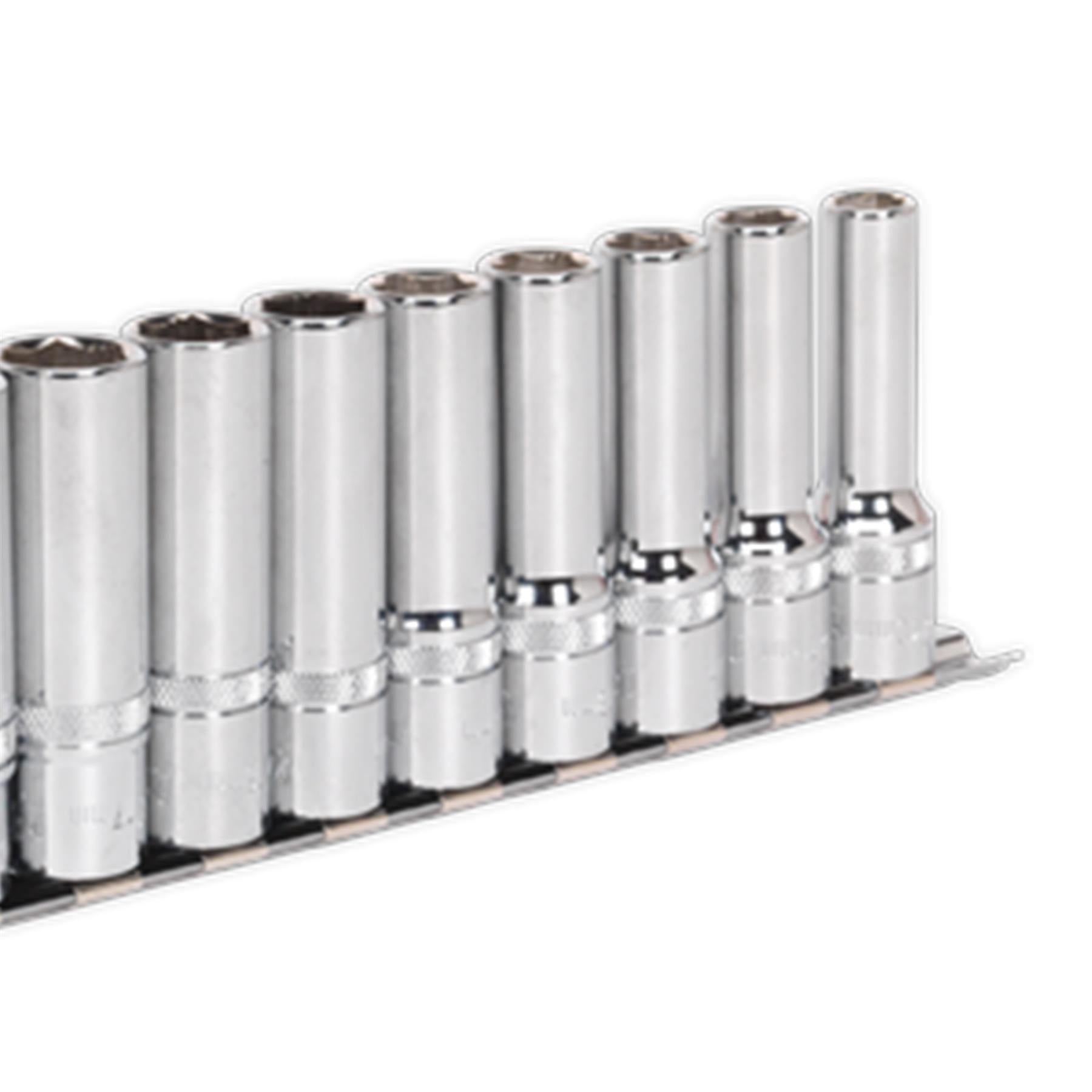 Sealey Deep Lock-On Socket Set 1/2" Sq Dr 13pc 10-24mm 6pt Metric Long Reach