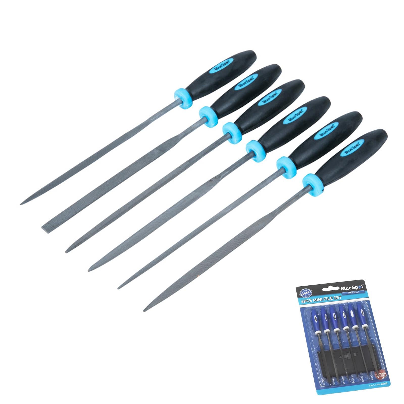 6 Piece Mini File Set With Storage Pouch Lifetime Guarantee Professional Tool Bluespot