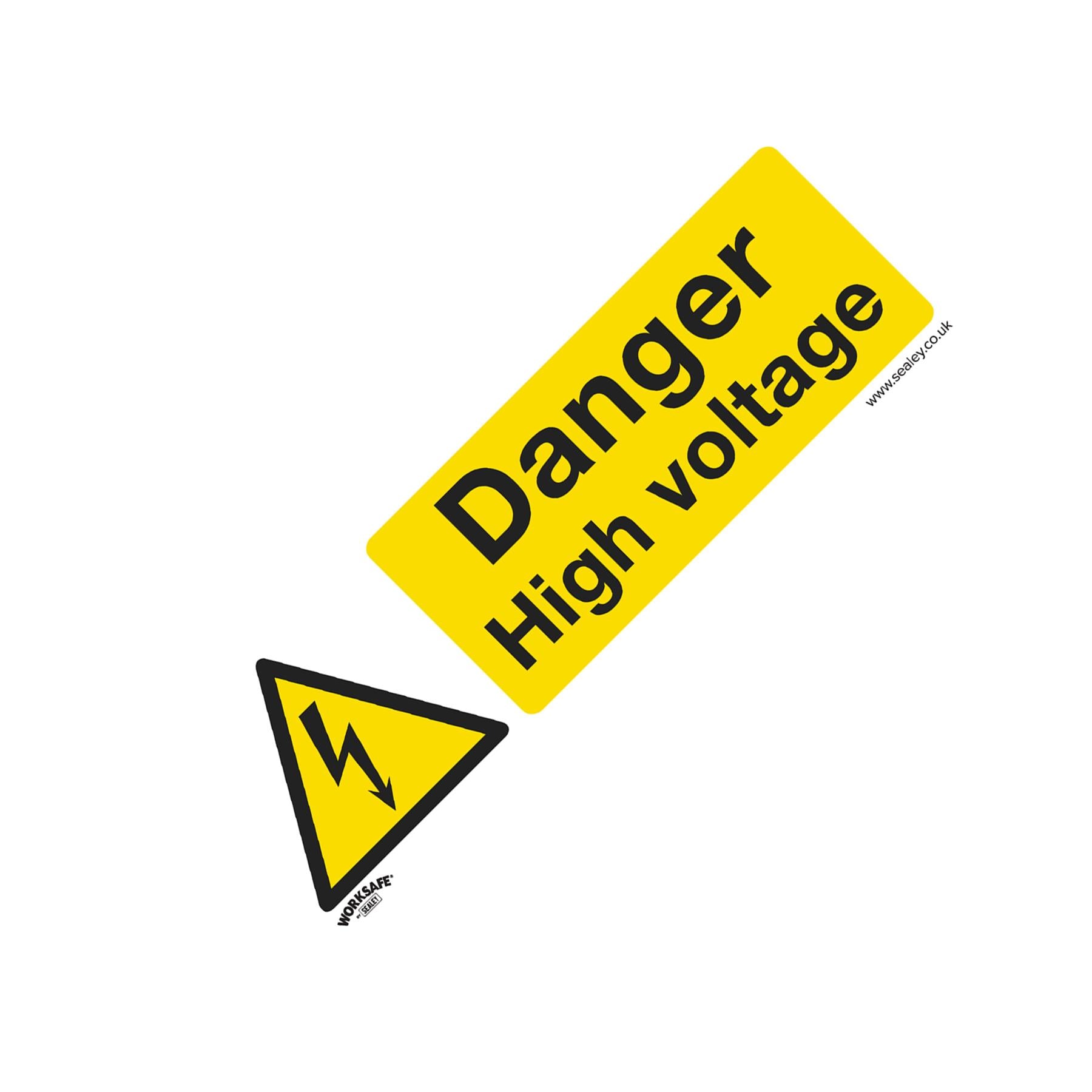 Sealey Safety Sign - Danger High Voltage - Self Adhes. Pack of 10