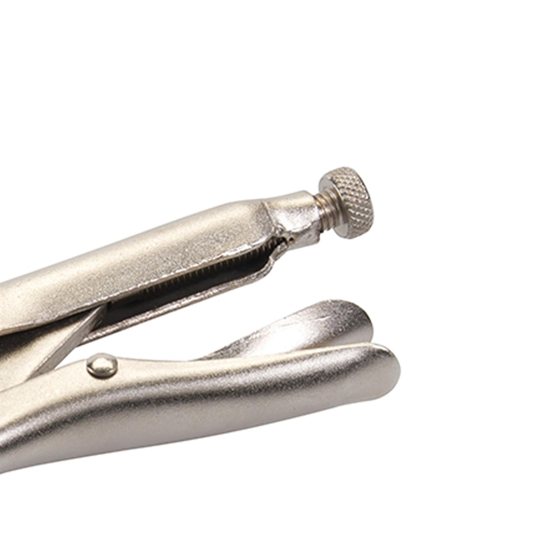 Self Locking Long Nose Pliers 225mm Chrome Adjustable Serrated Jaw Opening