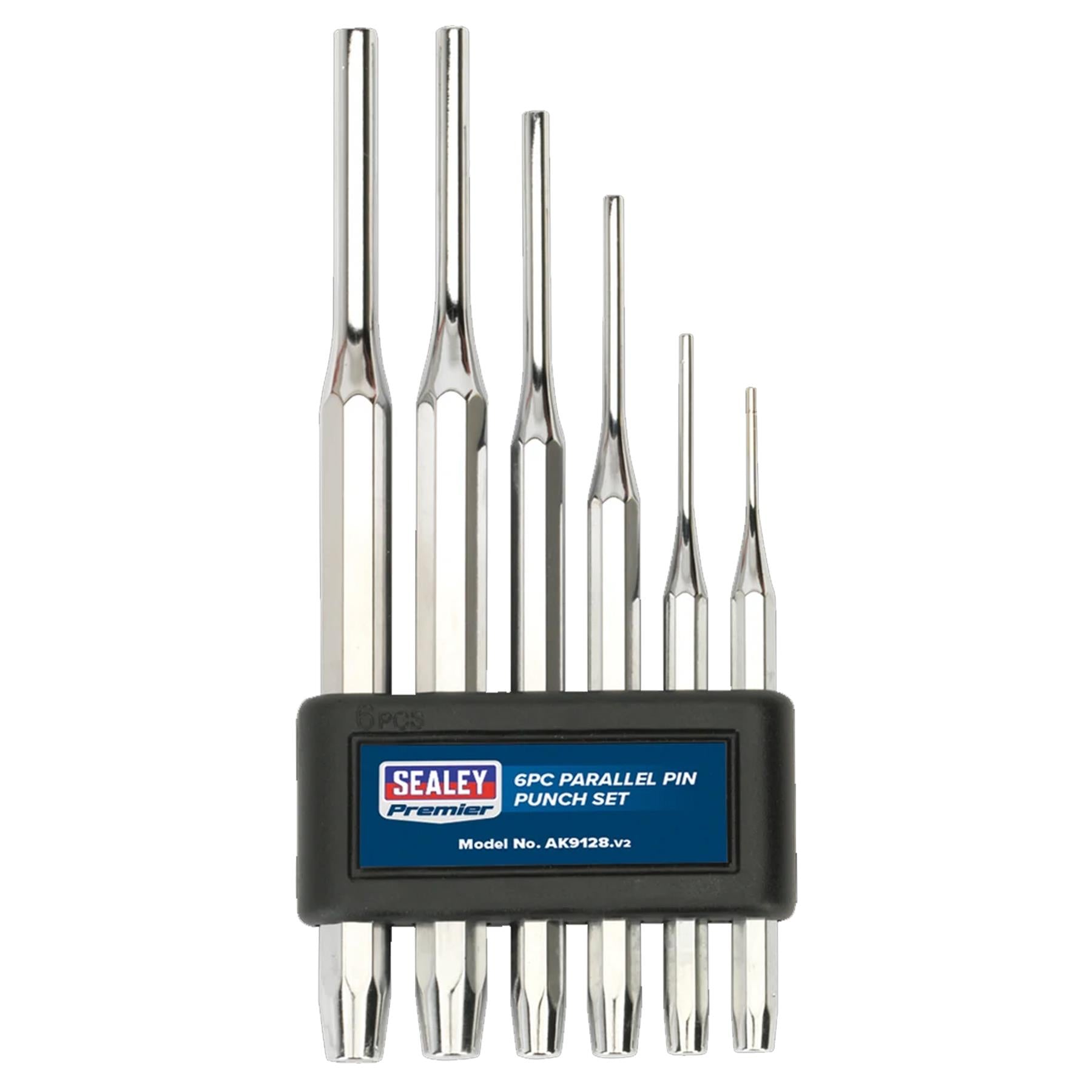 Sealey Parallel Pin Punch Set 6pc Long Silver AK9128