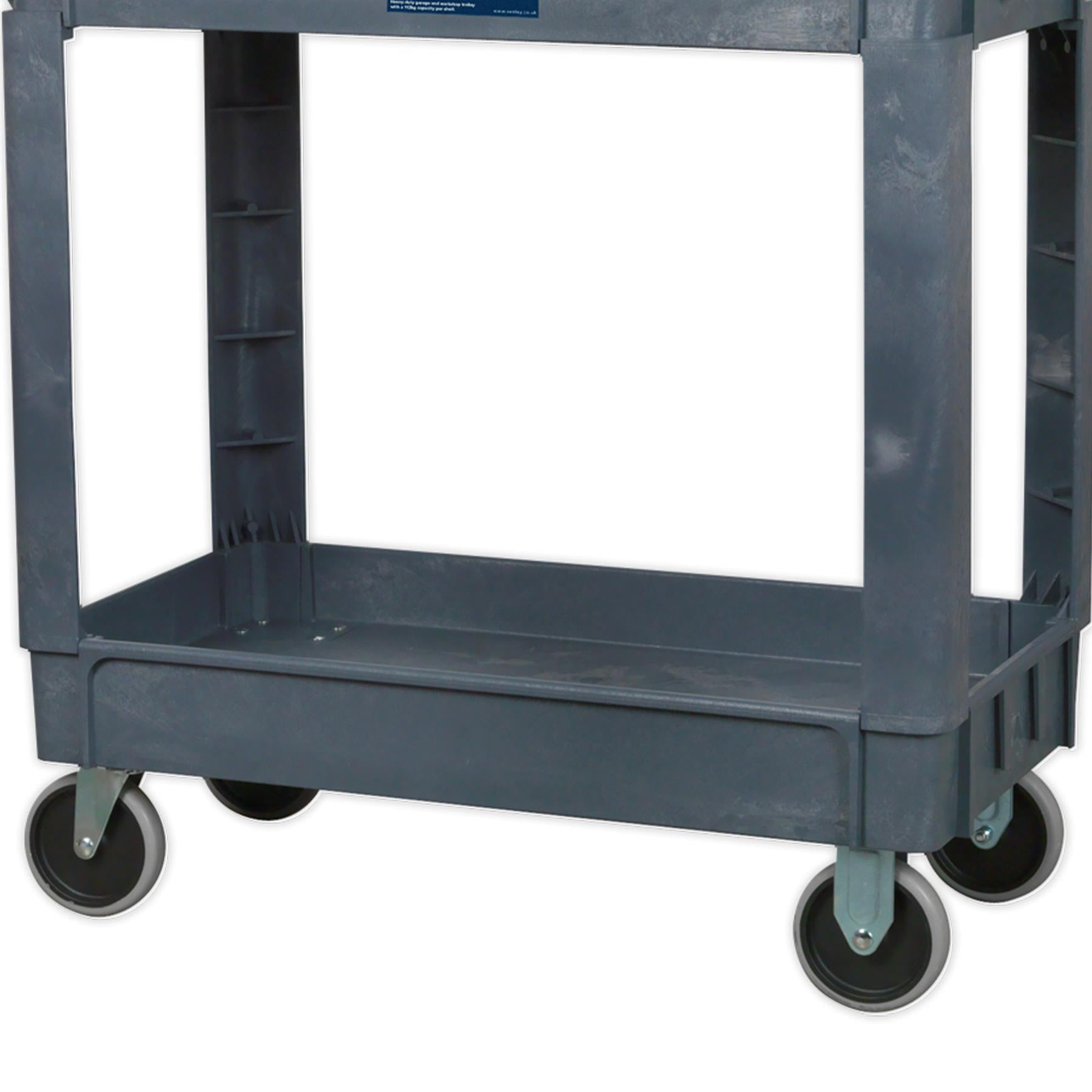 Sealey Trolley 2-Level Composite Heavy-Duty 113kg capacity per shelf.