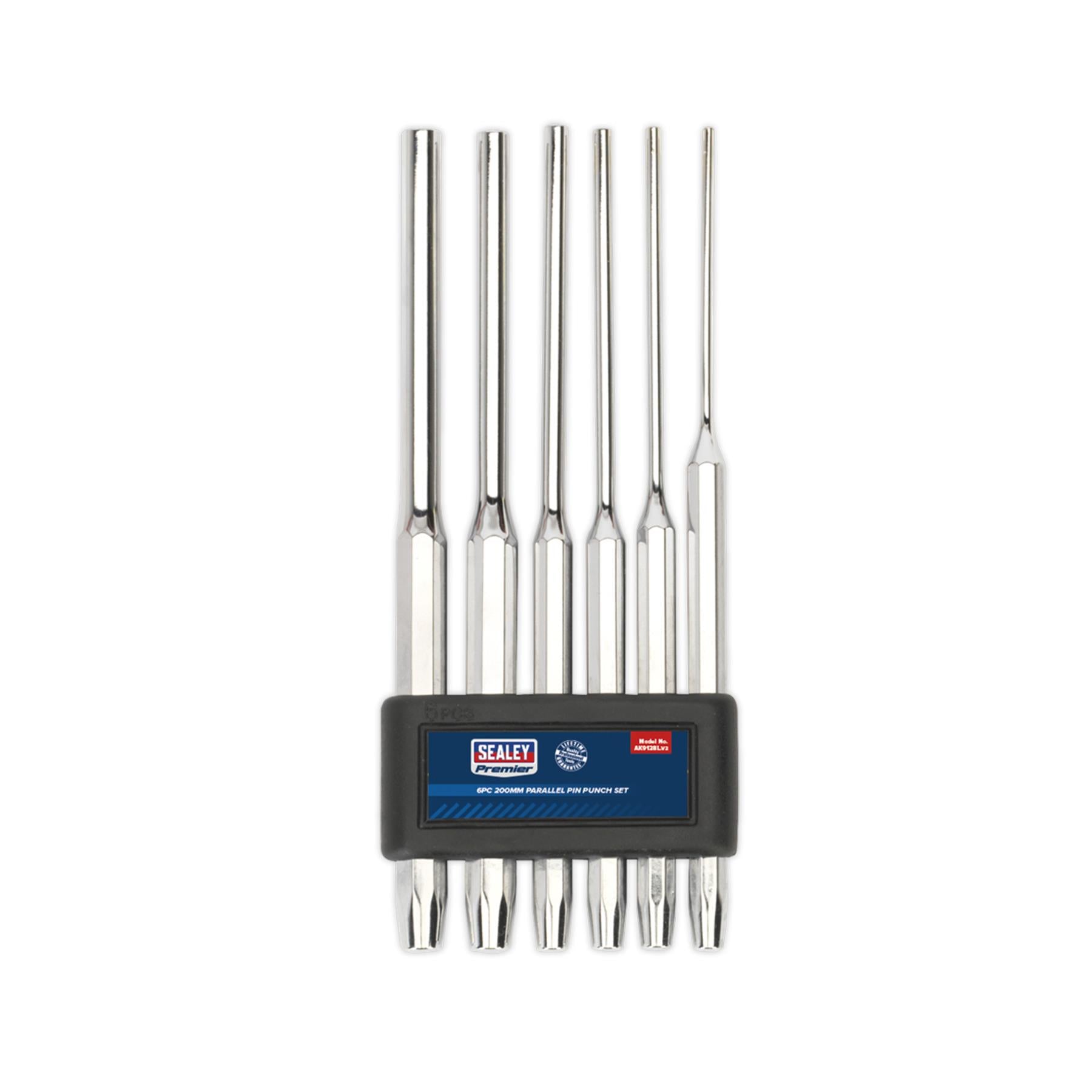 Sealey Parallel Pin Punch Set 6pc 200mm Chrome Vanadium Steel