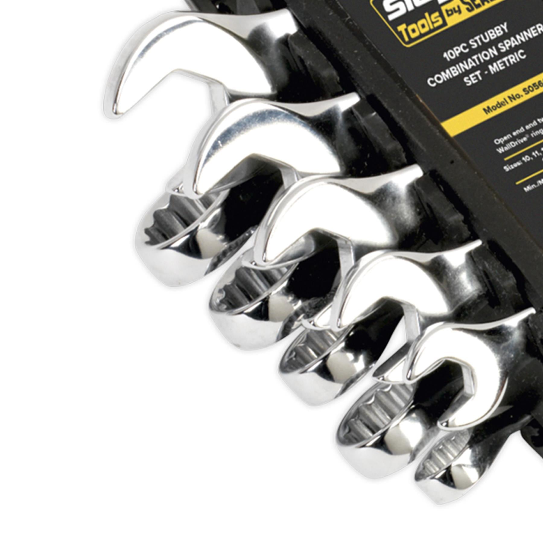 Sealey Combination Spanner Set 10pc Stubby Metric