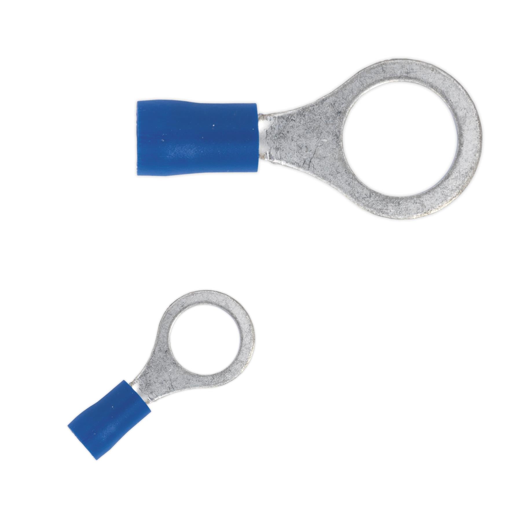 Sealey Easy-Entry Ring Terminal Ø10.5mm (3/8") Blue Pack of 100