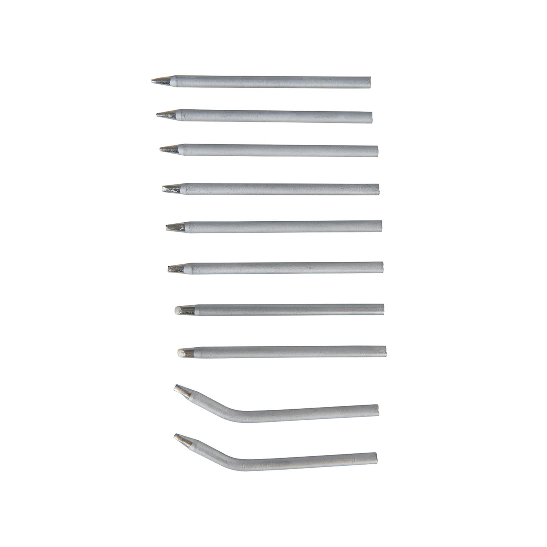 10Pc Soldering Iron Tip Set 3.8mm Diameter Point Chisel Replacement 40W Tip Set