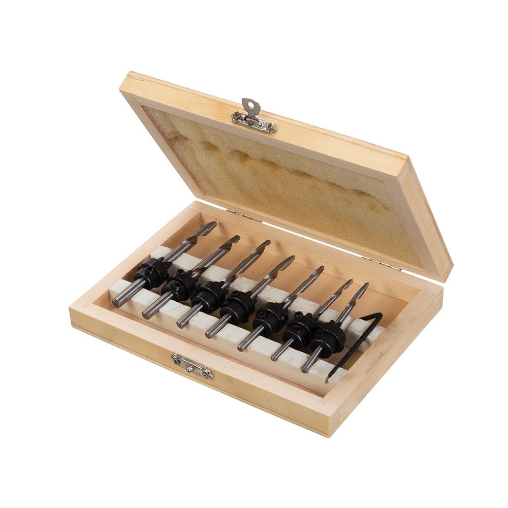 7Pc Tapered Wood Set HSS Wood Screw Sink Countersinks Drill 3-6mm Pocket