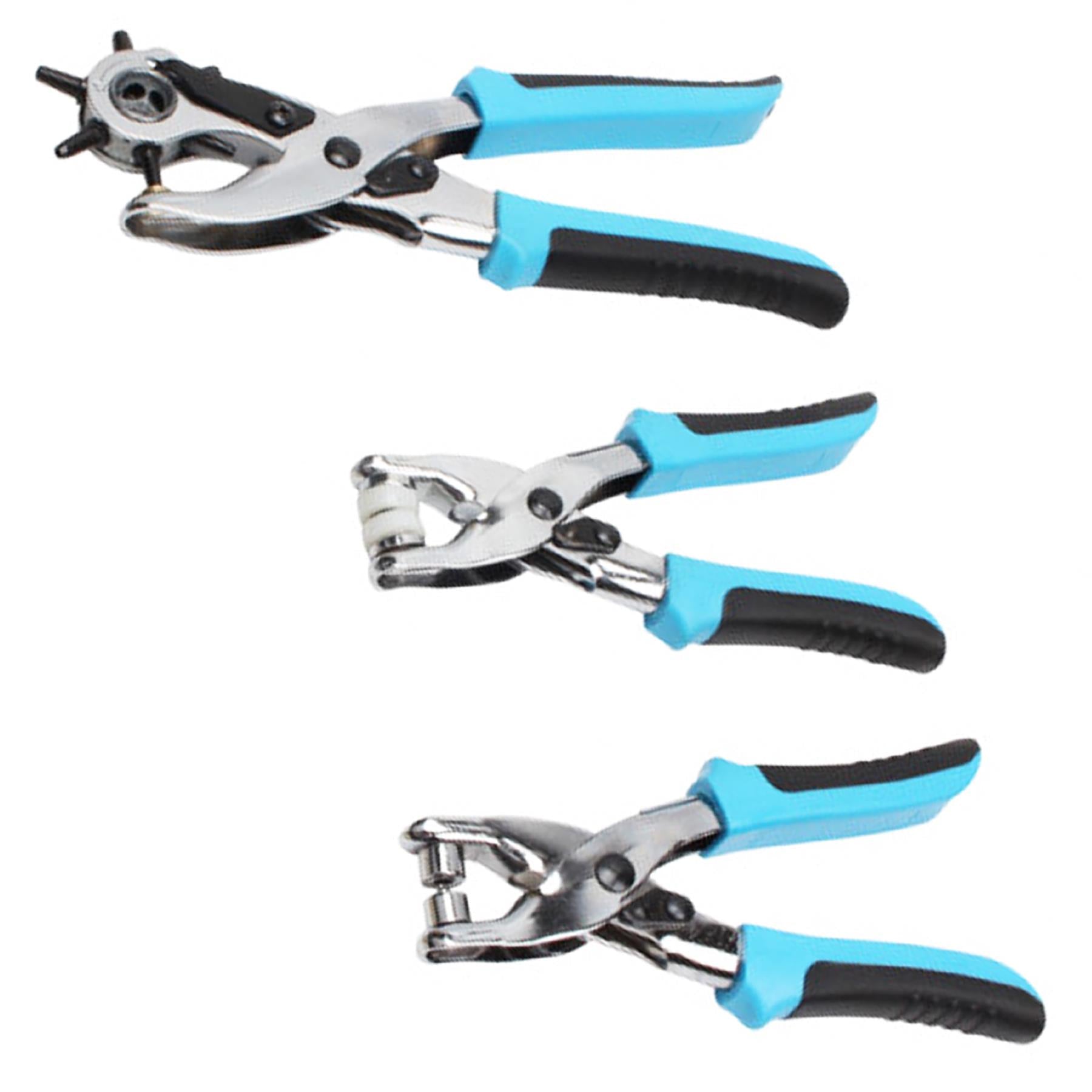BlueSpot 3pc Revolving Leather Hole Punch And Eyelet Plier Set Puncher Belts Cut