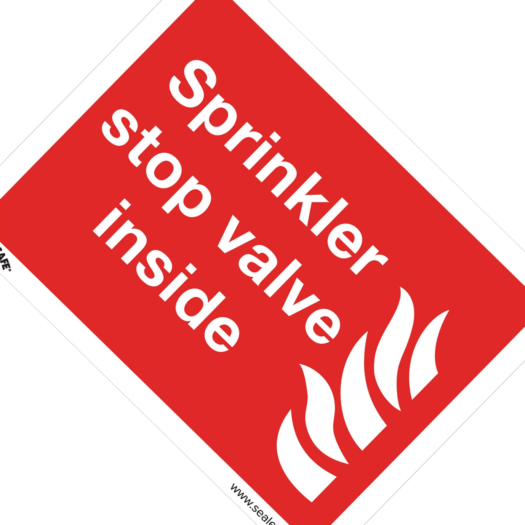 Sealey Safety Sign - Sprinkler Stop Valve - Self-Adhes. Pack of 10