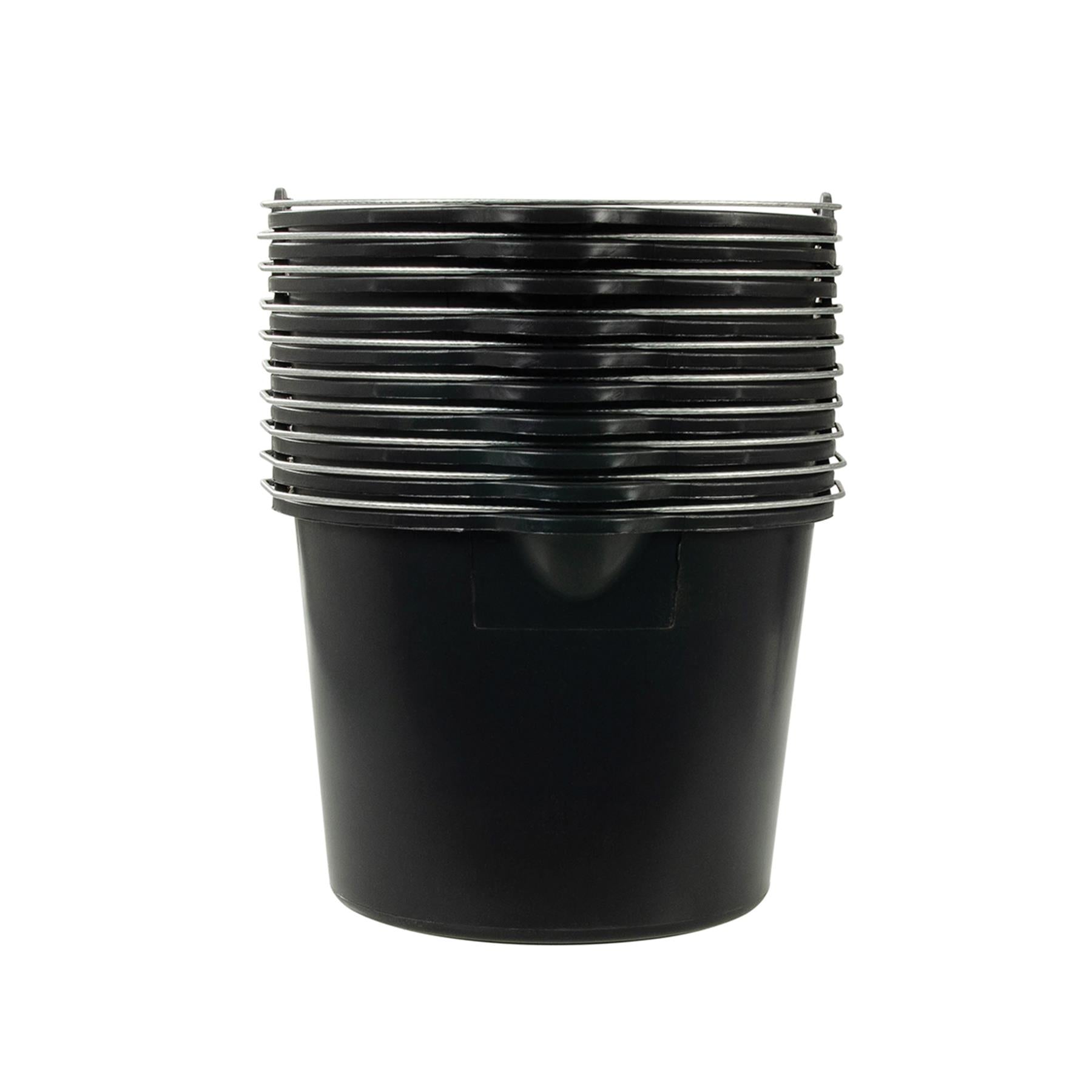 10Pk Multipurpose Buckets 12Ltr Polypropylene Sturdy Steel Handle Pouring Lip