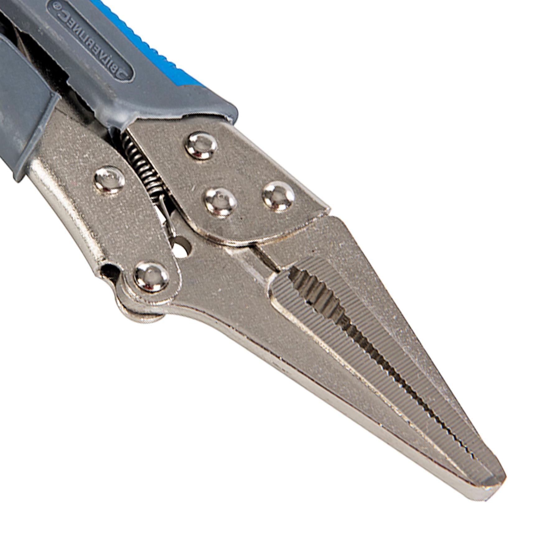 Self Locking Soft-Grip Long Nose Pliers - 165mm Chrome Vanadium Jaws Adjustable
