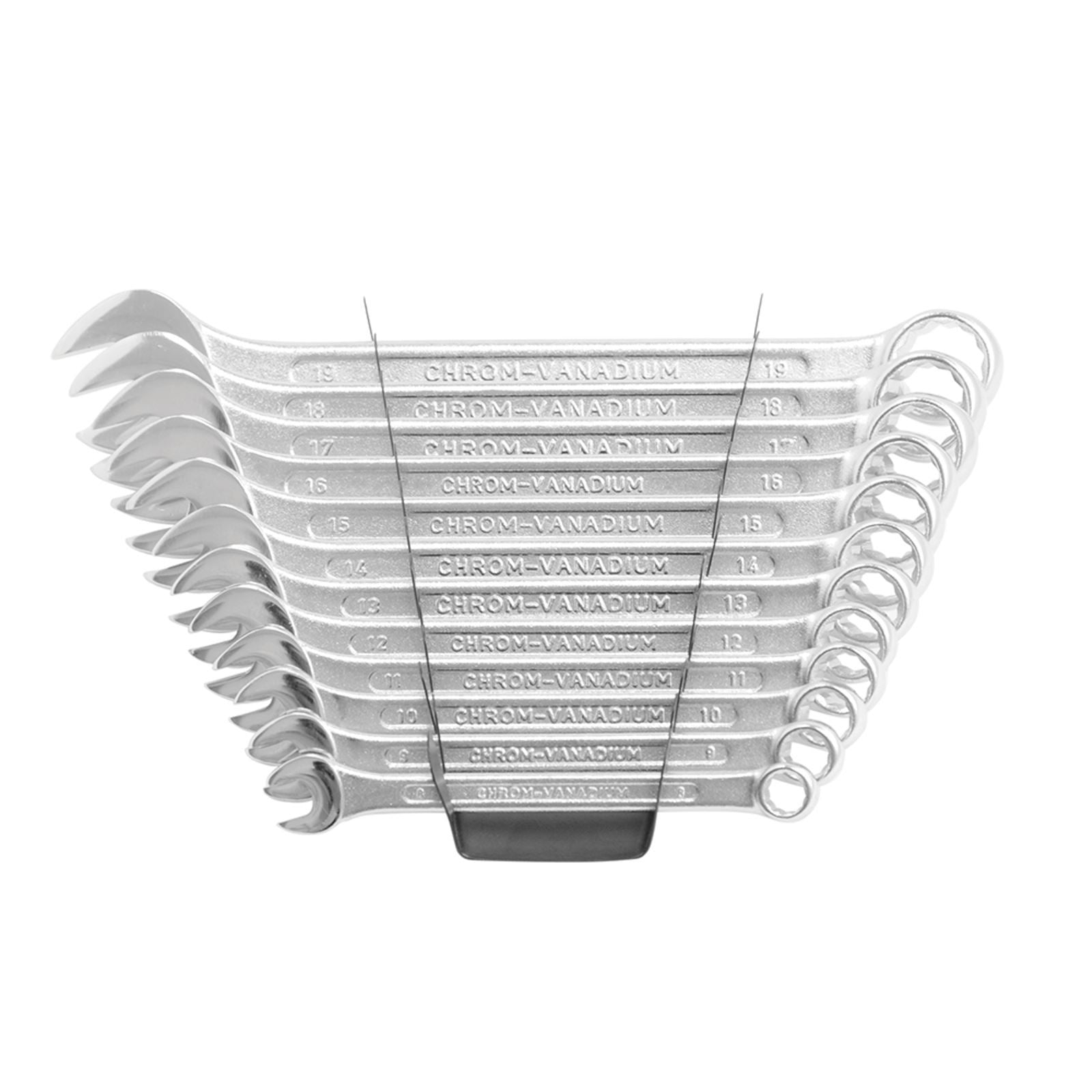 Professional 12Pc Metric Combination Spanner Set & Storage Rack