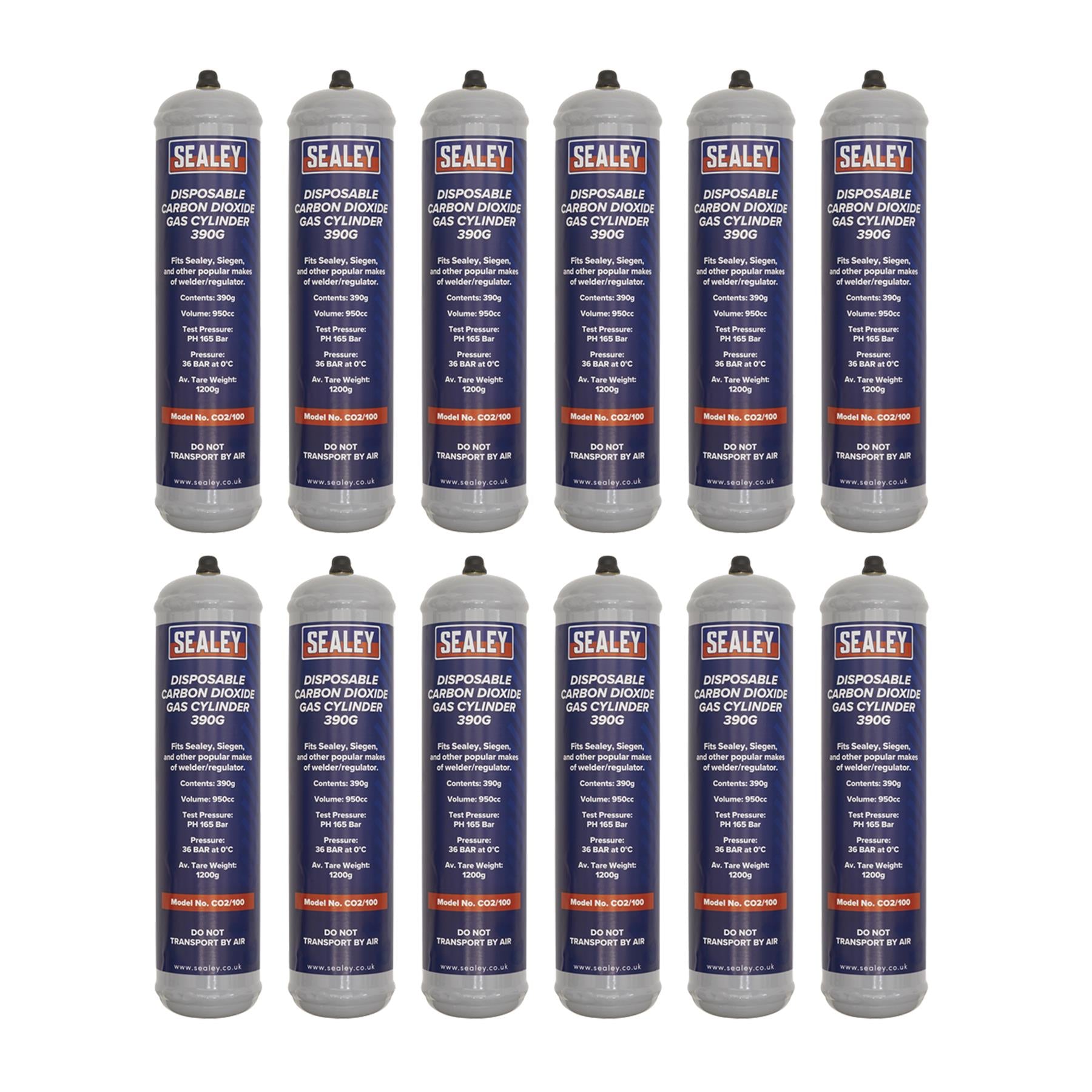 Sealey Gas Cylinder Disposable Carbon Dioxide 390g - Box of 12