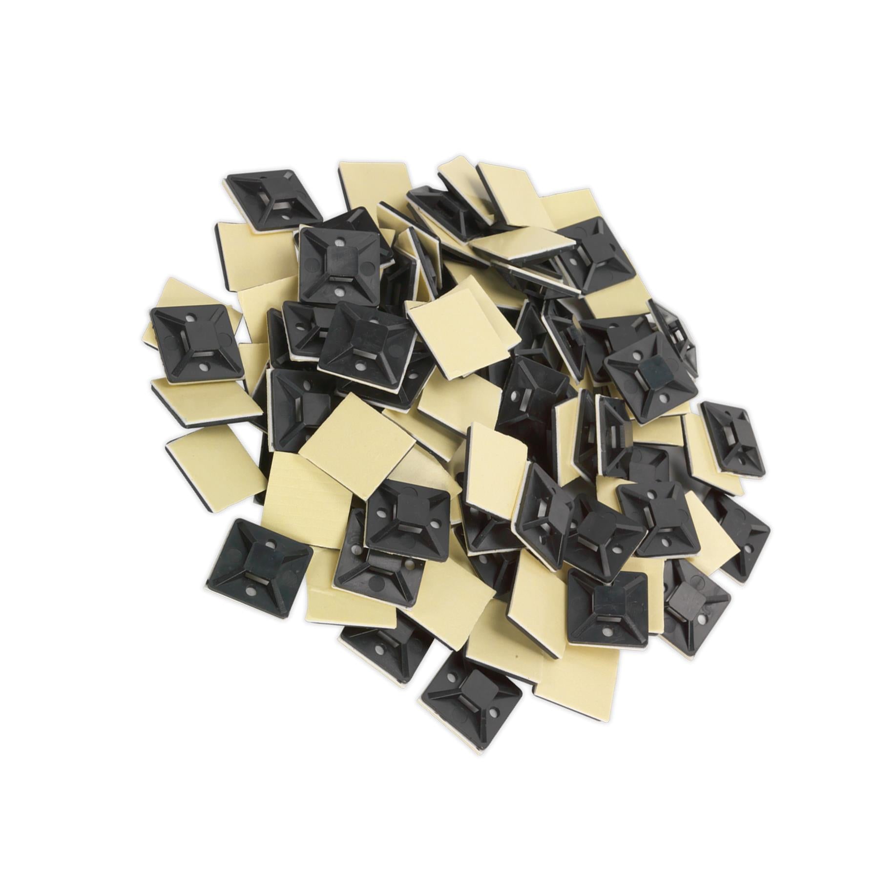 Sealey Self-Adhesive Cable Tie Mount 30 x 30mm Black Pack of 100