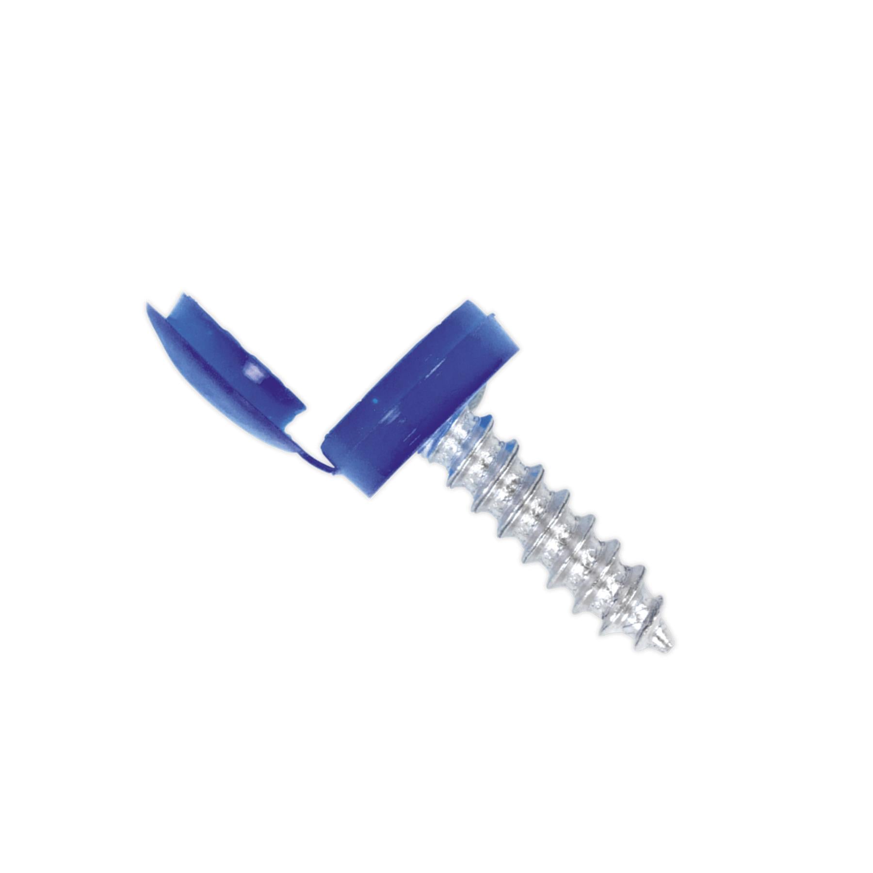 Sealey Numberplate Screw & Flip Cap 4.2 x 19mm Blue Pack of 50