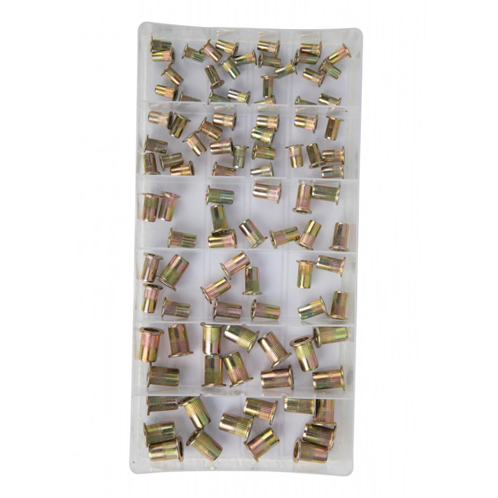 BlueSpot 100pc Rivet Nuts Zinc Steel Rivnut Insert For Threaded Riveter M3 - M6 New