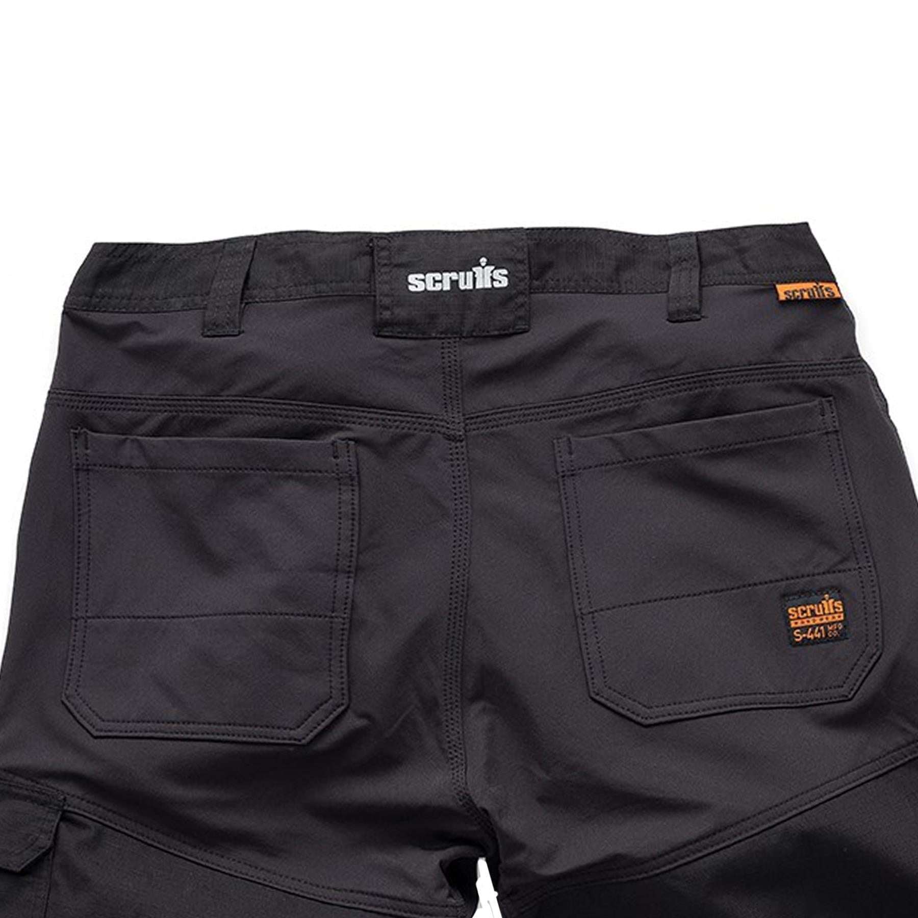 Scruffs Work Shorts Trade Flex Lightweight Slim Fit Hard Wearing Black 33"W