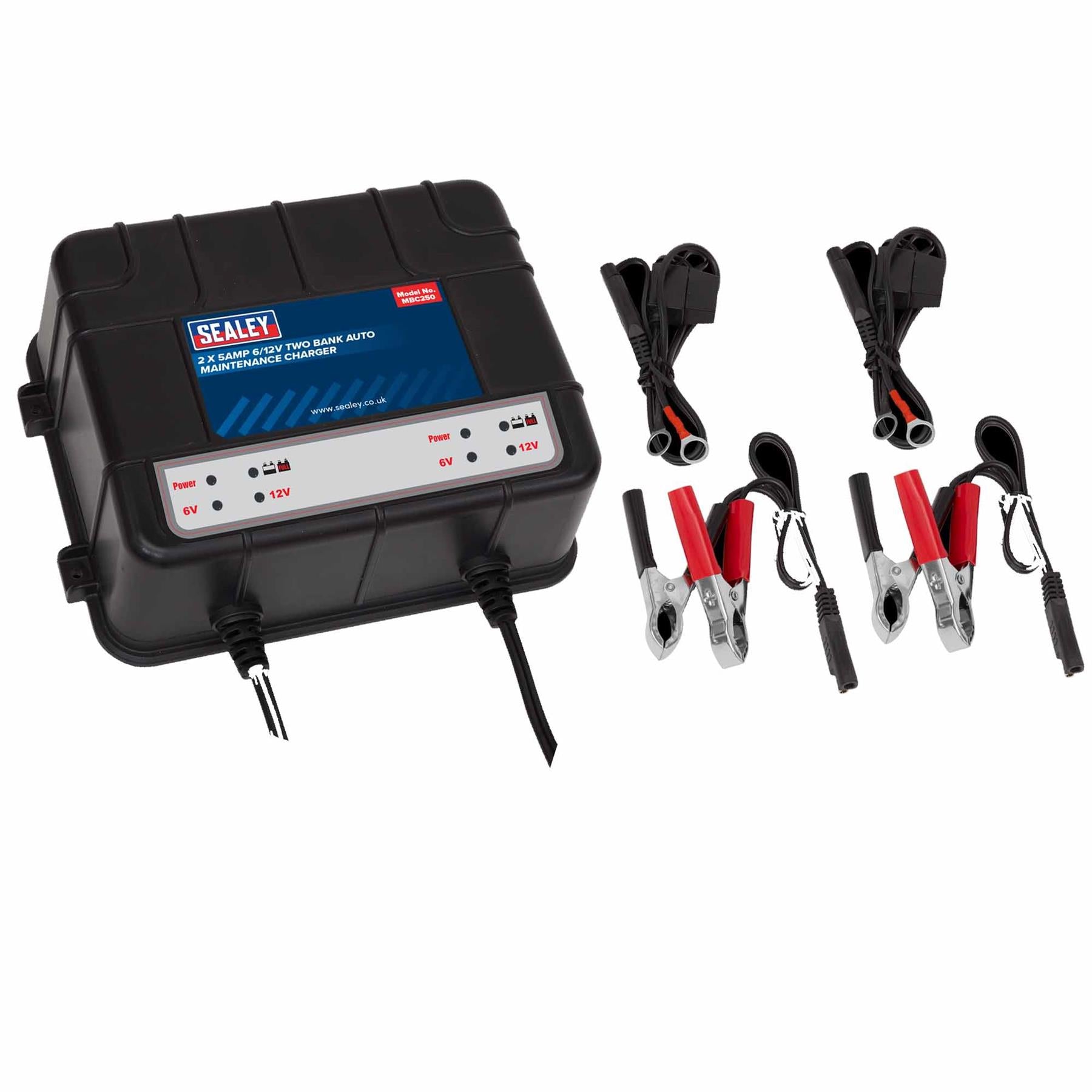 Sealey Two Bank 6/12V 10Amp (2 x 5A) Auto Maintenance Charger