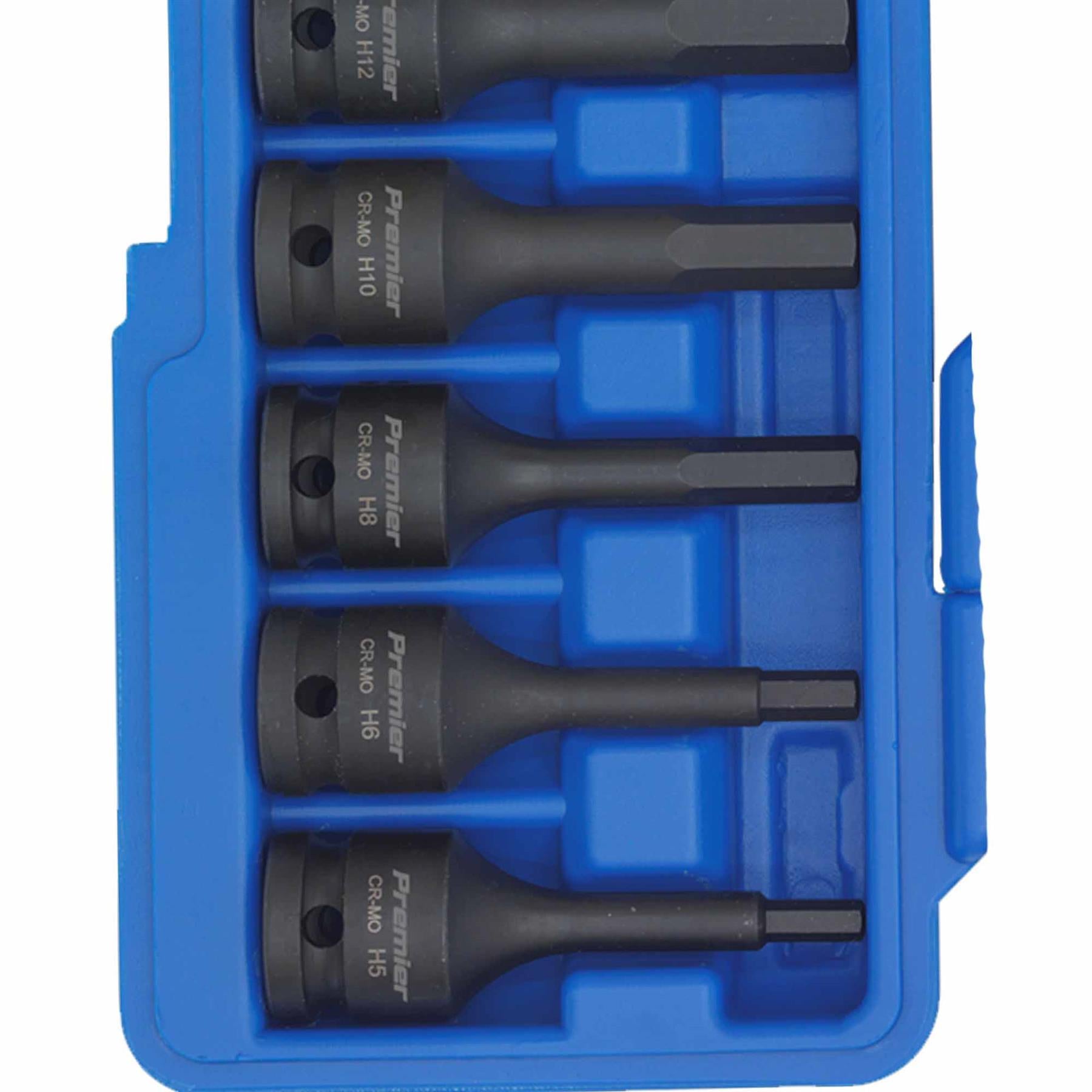 Sealey Impact Hex Socket Bit Set 8pc 1/2"Sq Drive