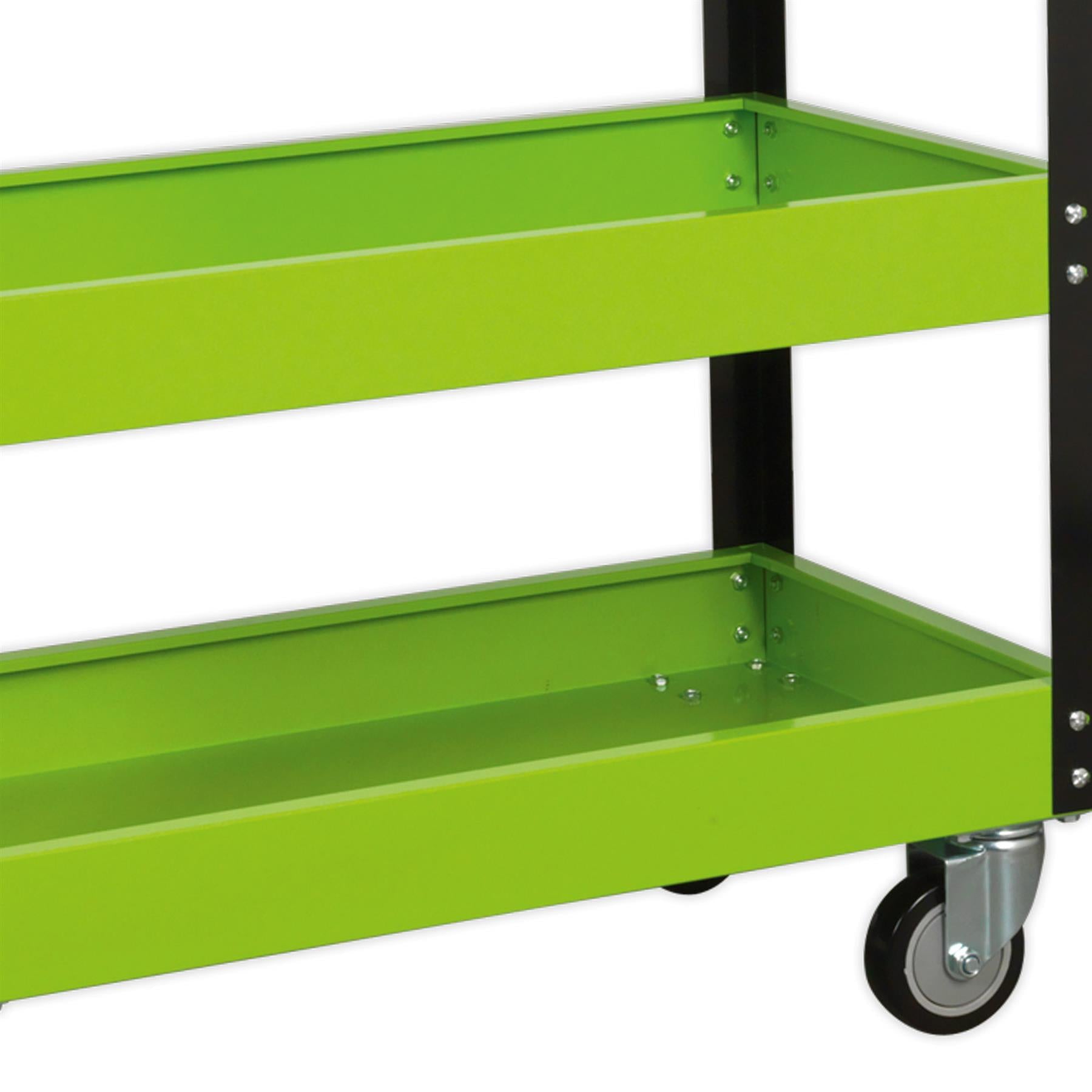 Sealey CX110HV Workshop Trolley 3-Level Heavy-Duty Hi-Vis Green Trolley Garage
