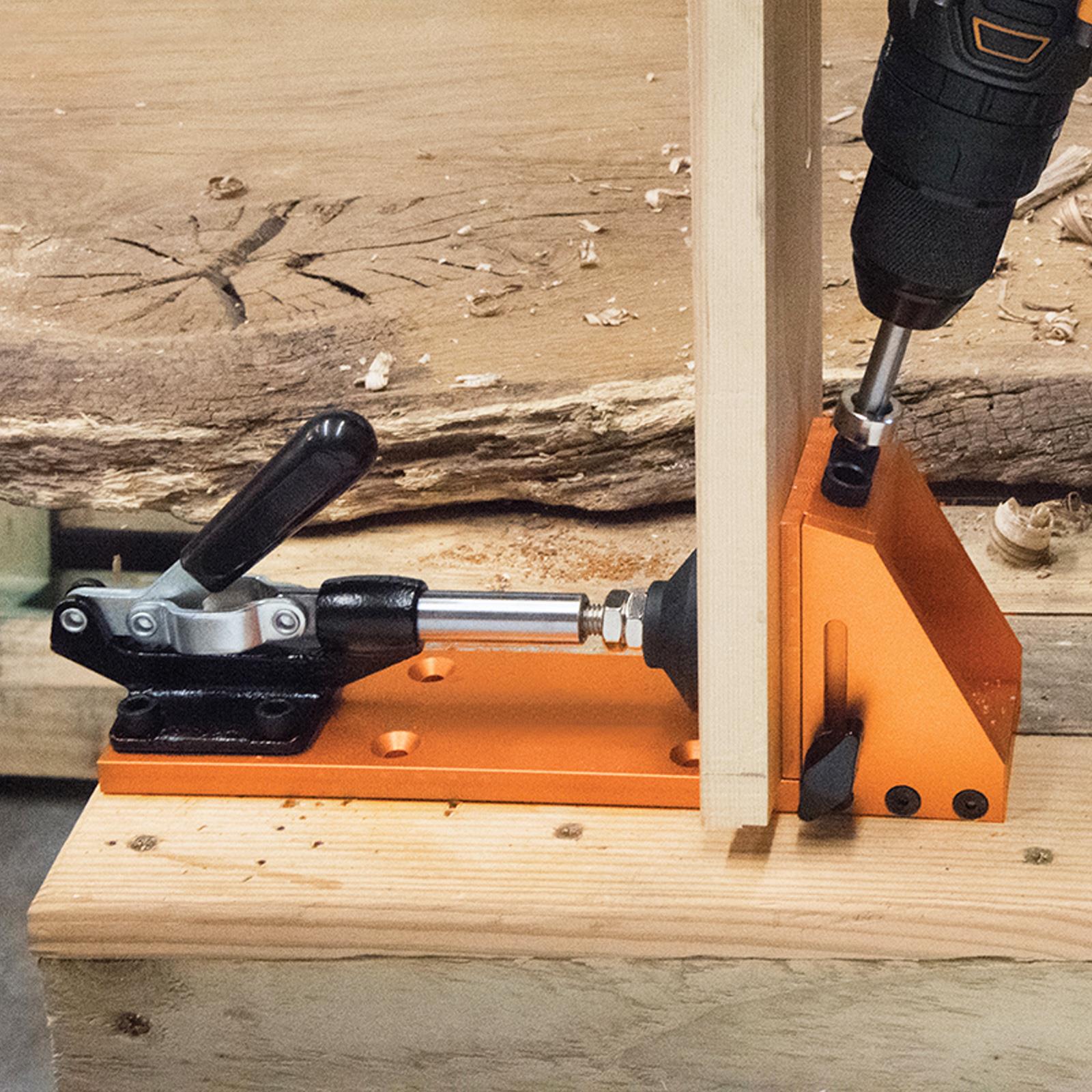 Pocket-Hole Jig 7Pc Hardened Steel Drill Guide With 2 Drill Fixed Spacing TW7PHJ