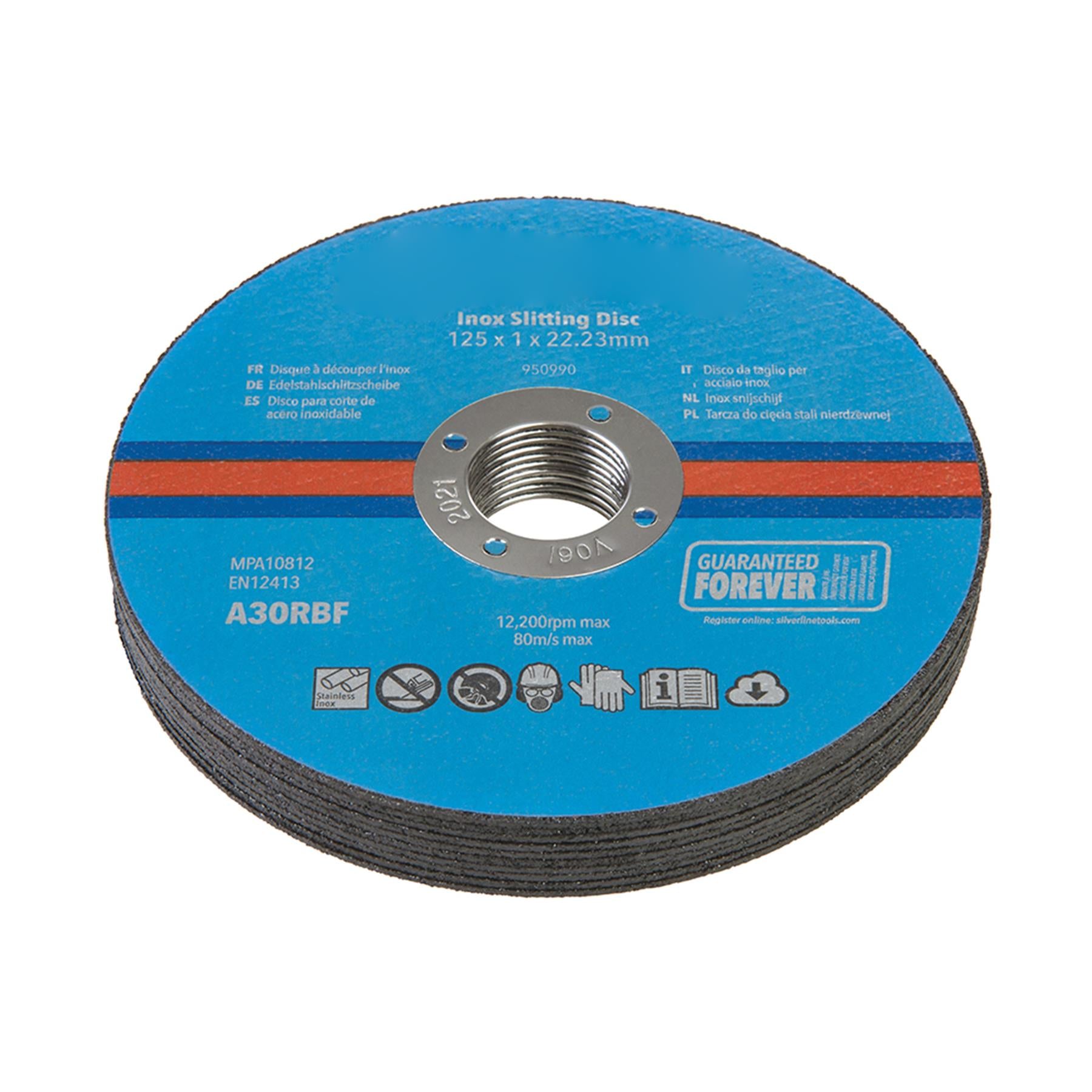 Inox Slitting Discs 10Pk For Cutting Stainless Steel 115 x 1 x 22.23mm