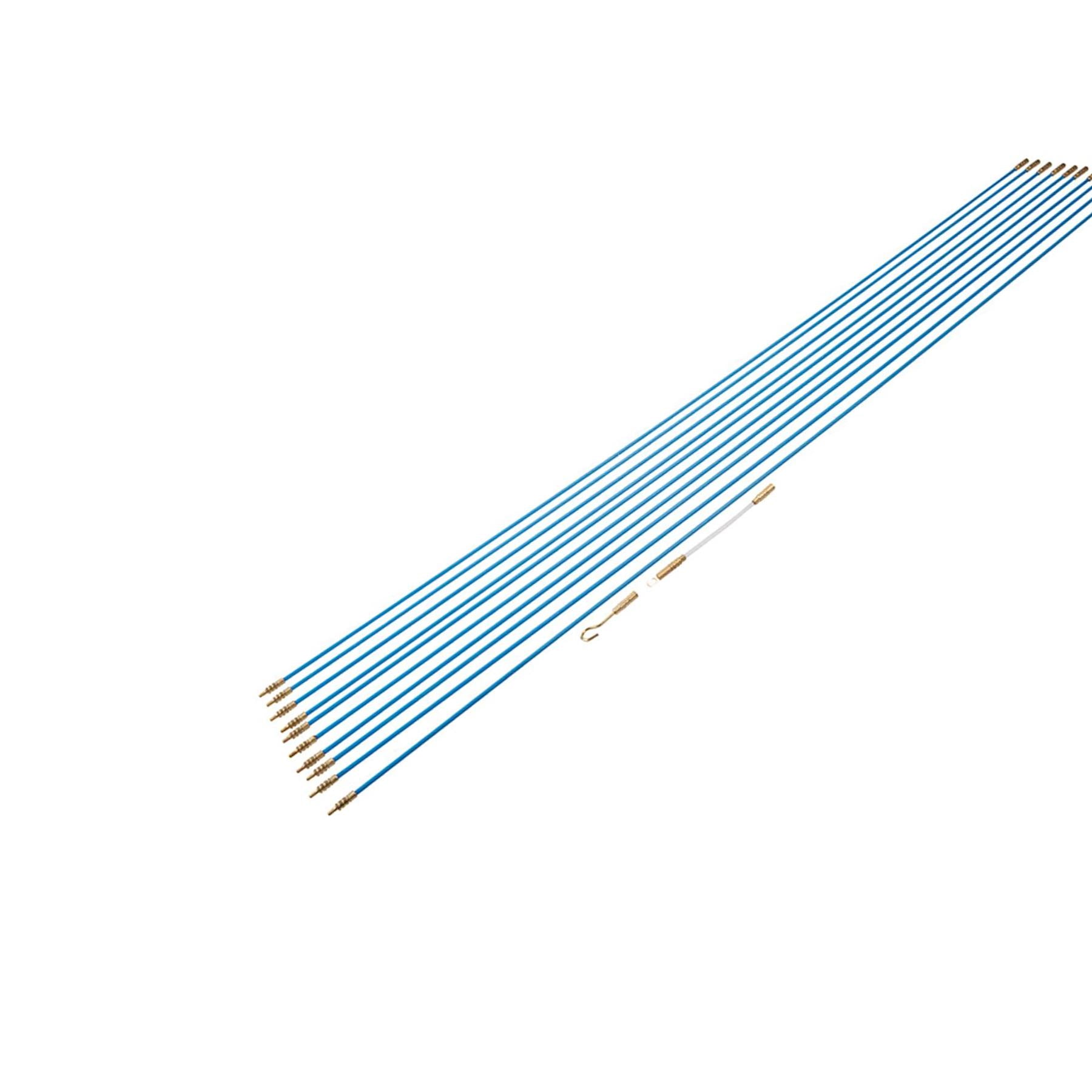 Cable Access Kit 1M X 10 Electricians Puller Rods Wires Draw Push Pulling