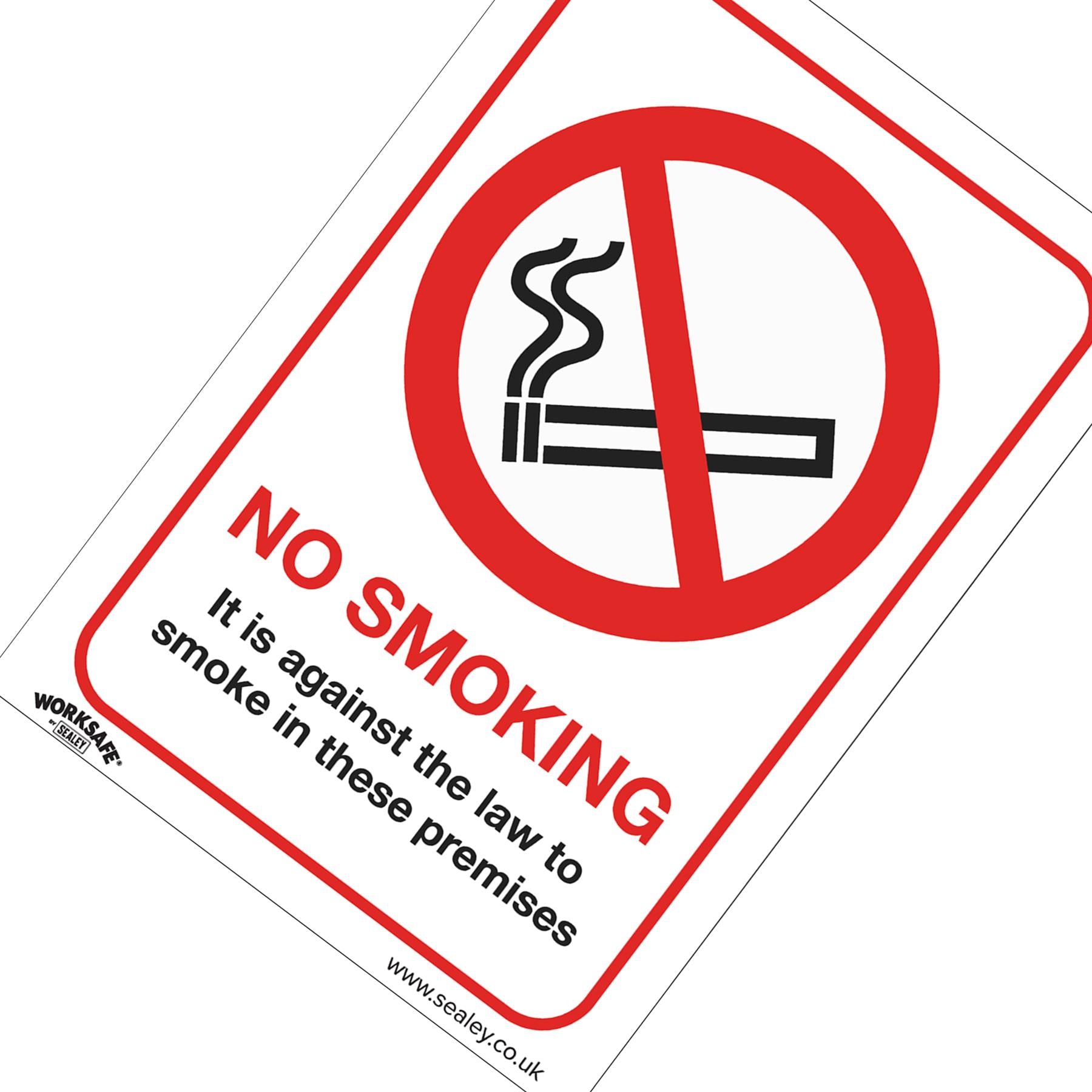 Sealey Safety Sign - No Smoking (On Premises) - Self-Adhes -Pack of 10