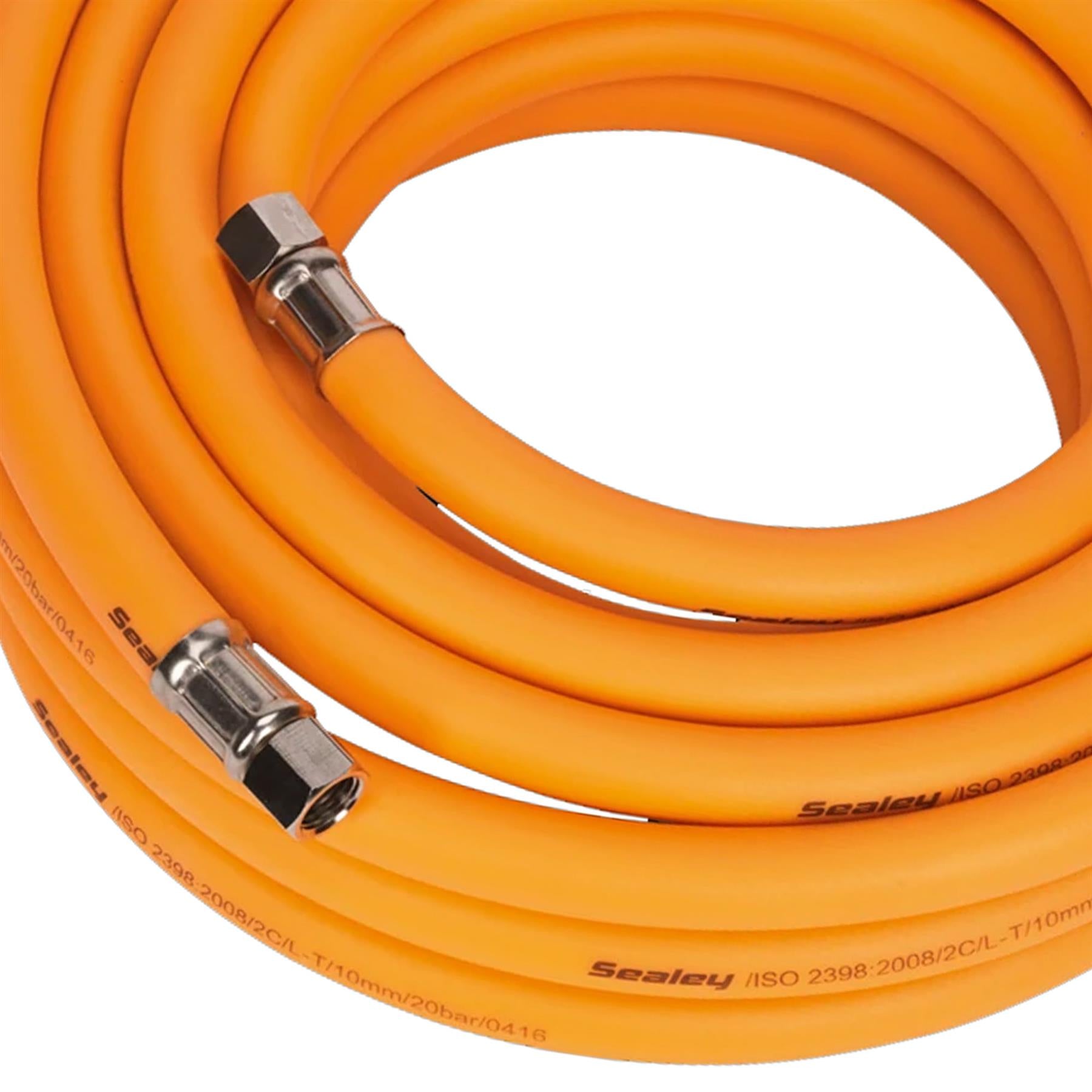 Sealey Air Hose 10m x 10mm Hybrid High-Visibility 1/4"BSP Unions