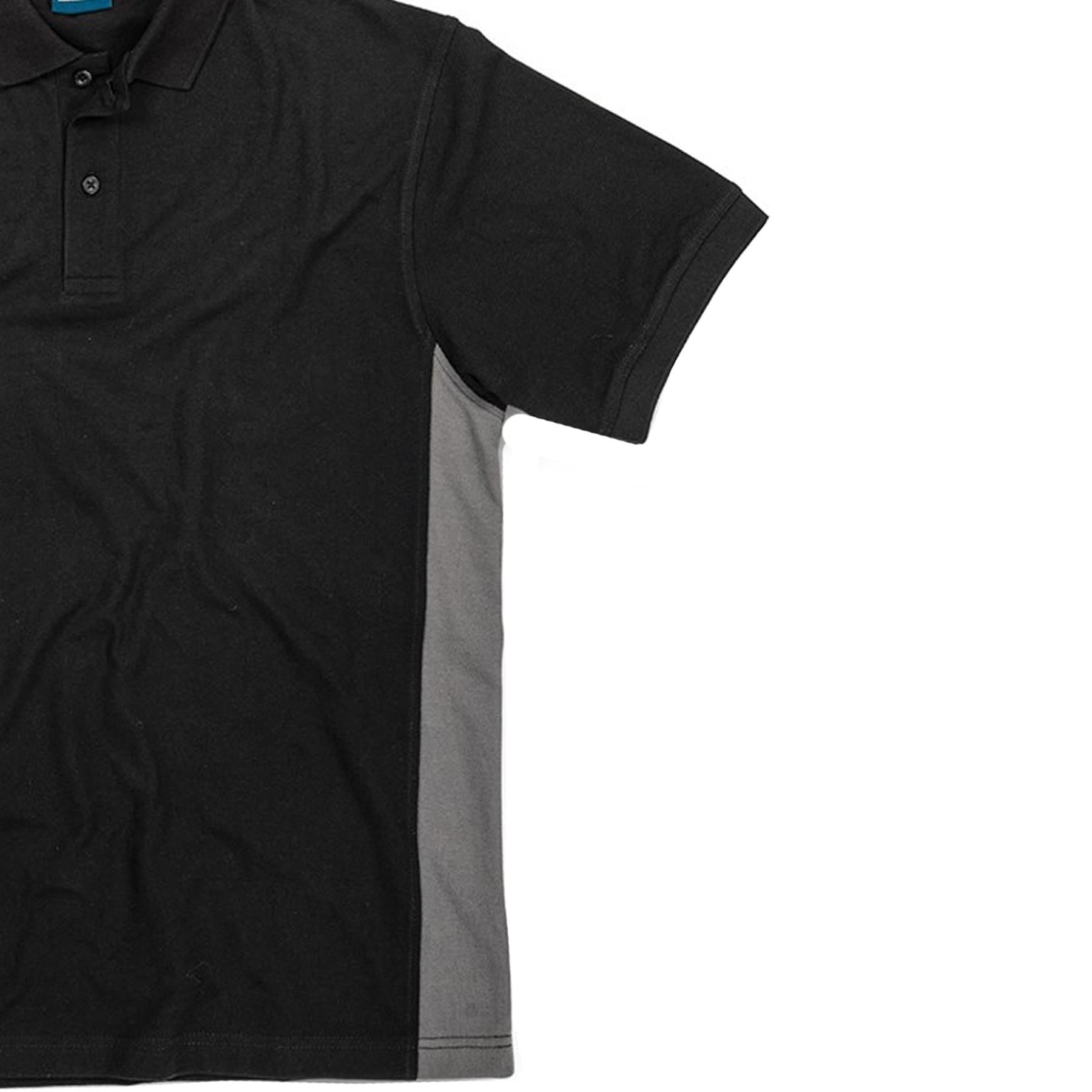 Tough Grit Mens 2-Tone Polo Colour Side Panels T Shirt Black/Charcoal M