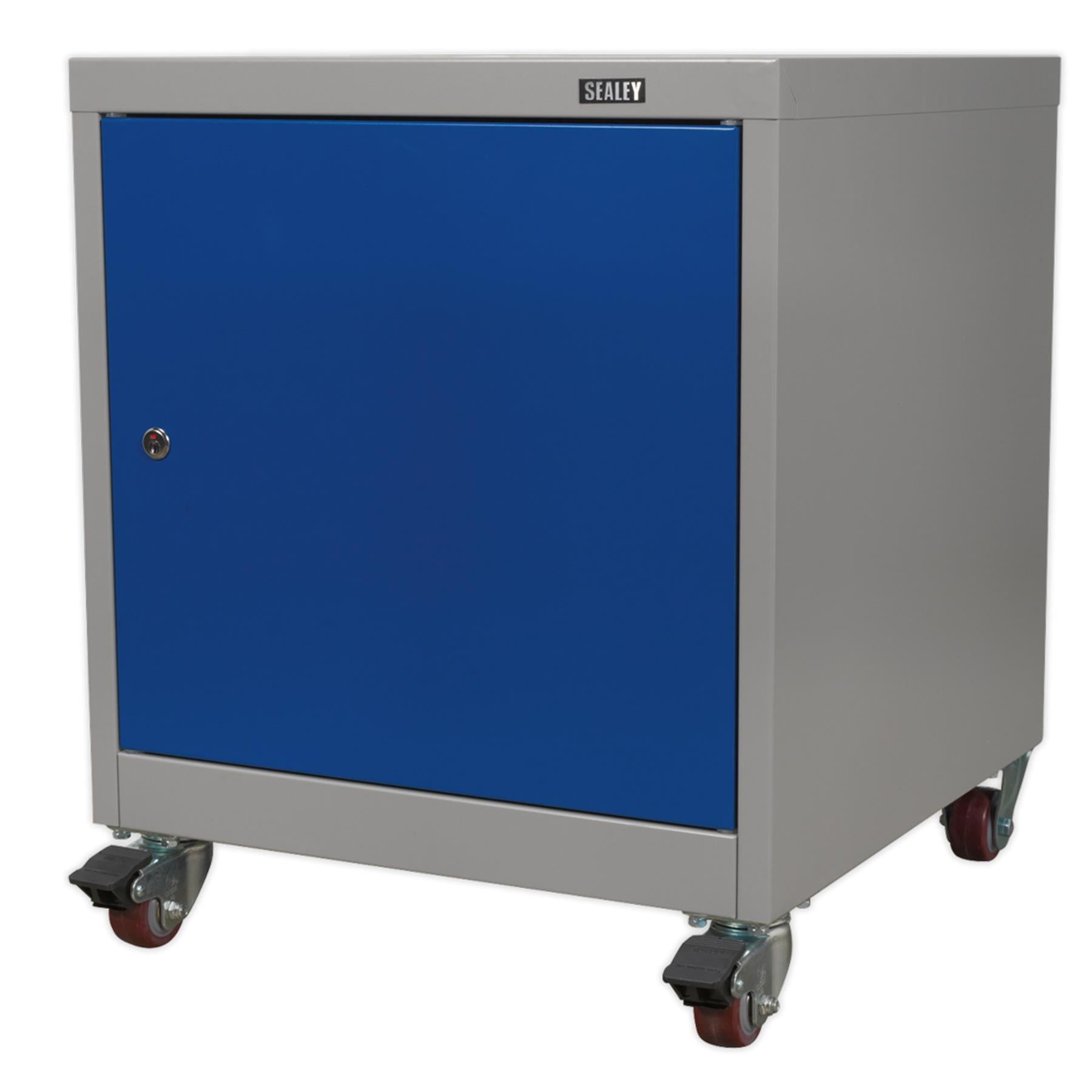 Sealey Mobile Industrial Cabinet 1 Shelf Locker four 60mm wheels