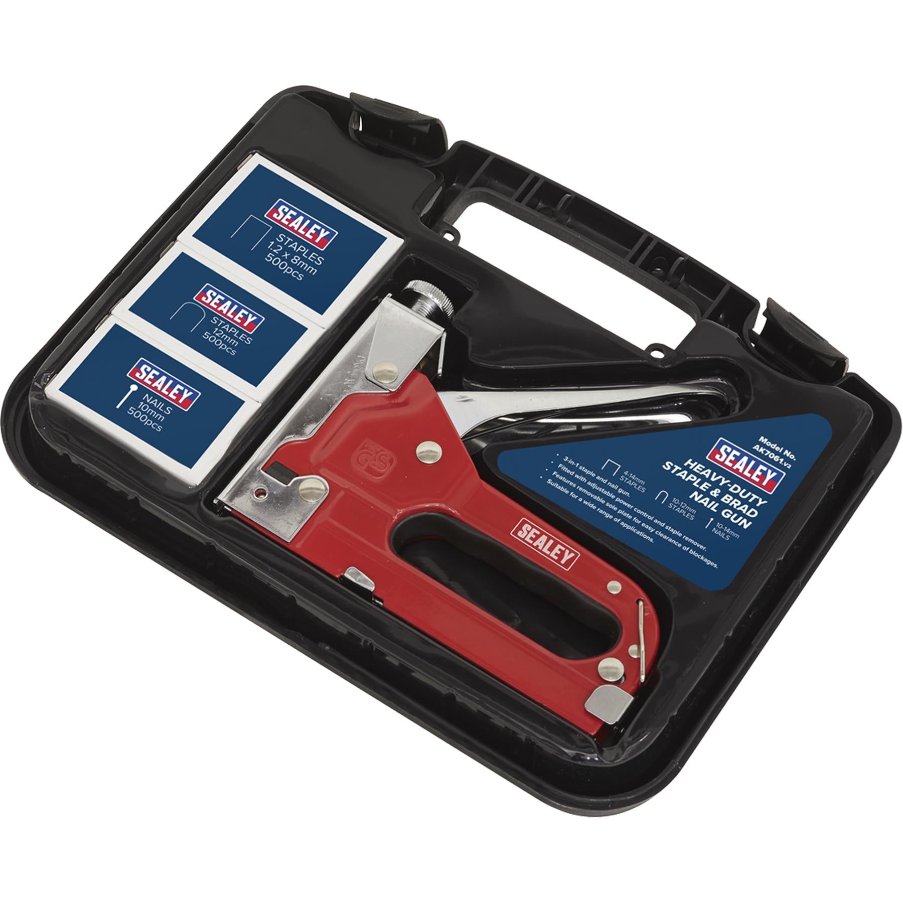 Sealey Staple & Brad Nail Gun Heavy-Duty 4-14mm