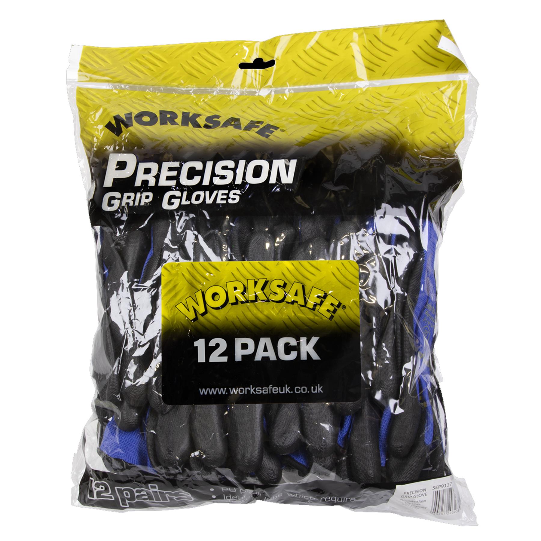 Sealey Flexible Lightweight Precision Work Safety Grip Gloves Large Pack of 12 Pairs