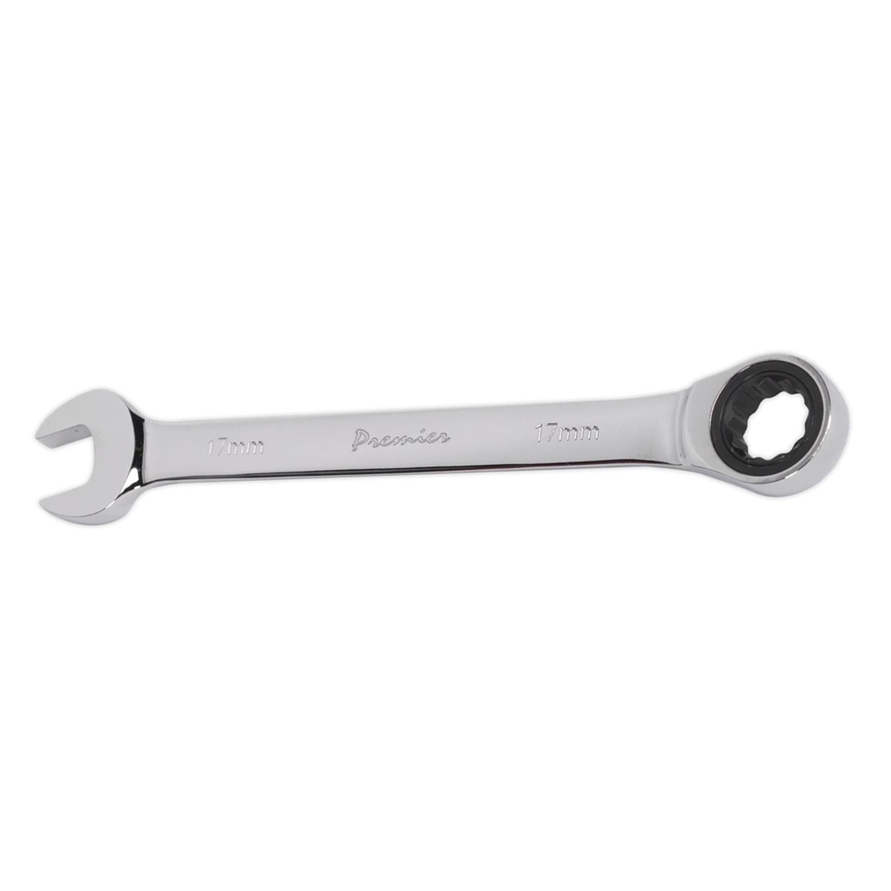 Sealey Ratchet Combination Spanner 17mm Chrome Vanadium Steel