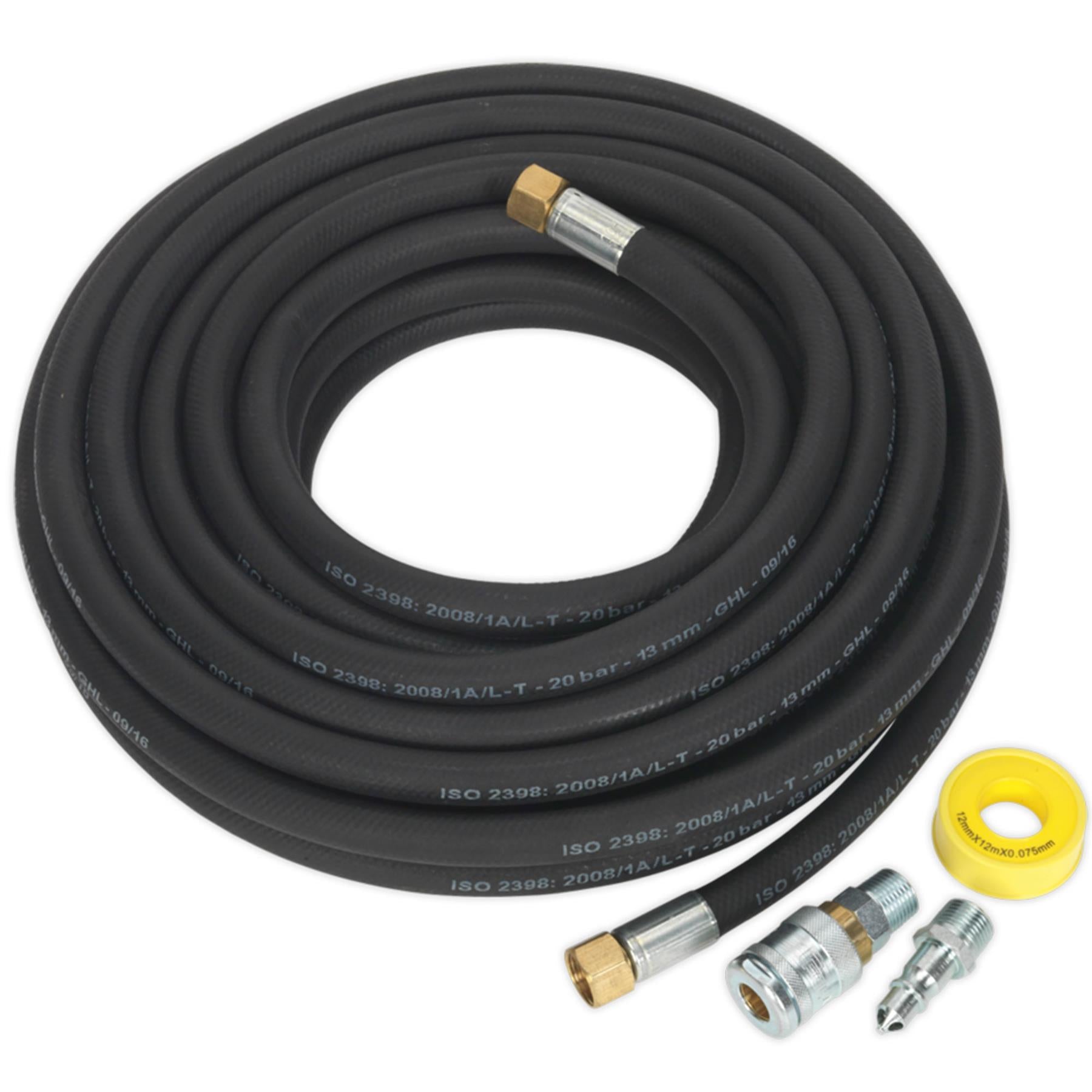 Sealey Air Hose Kit 15m x 13mm High Flow With 100 Series Adaptors
