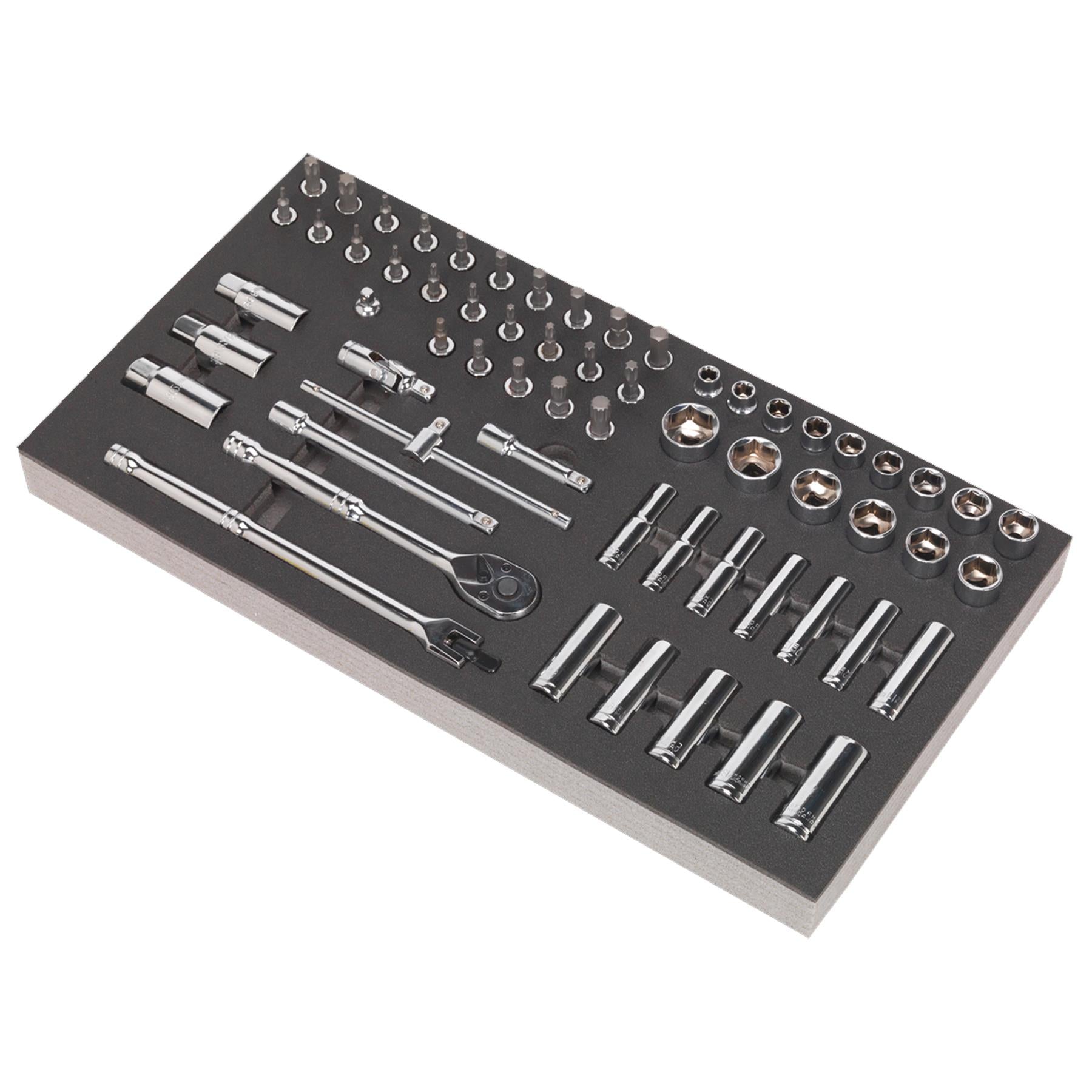 Sealey Tool Tray with Socket Set 62pc 3/8"Sq Drive Metric