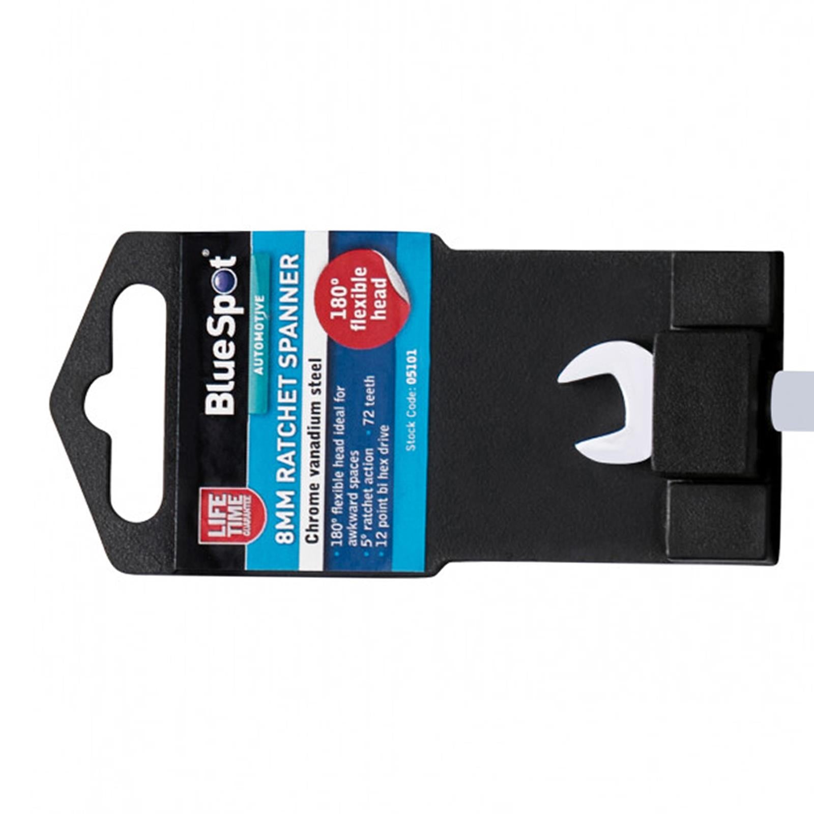BlueSpot Ratchet Spanner Combination Flexible Head Wrench Metric 8