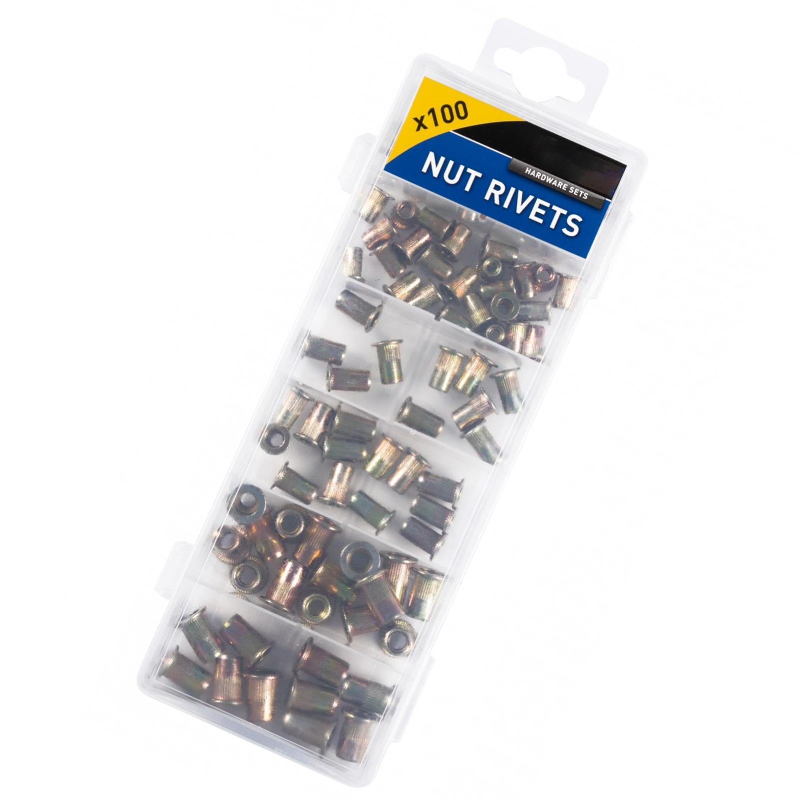 BlueSpot 100pc Rivet Nuts Zinc Steel Rivnut Insert For Threaded Riveter M3 - M6 New