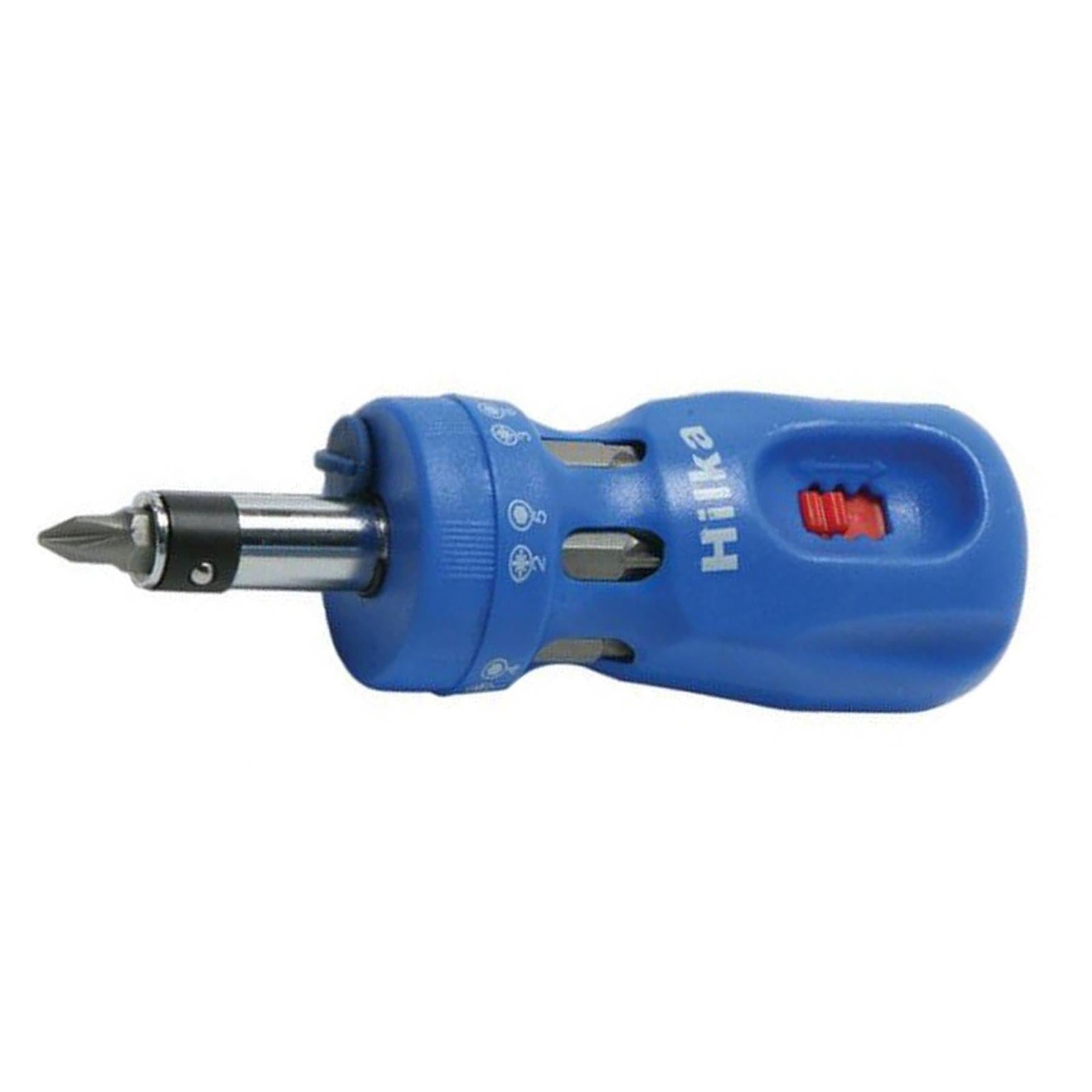 Stubby Ratchet Screwdriver with 12 in1 Hex Philips Pozi Slotted Bits