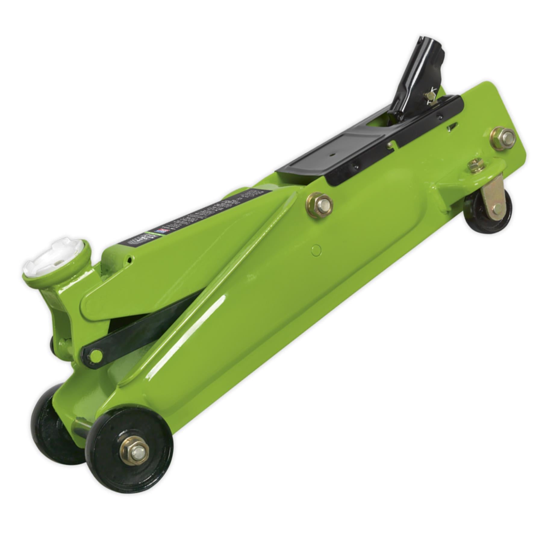 Sealey Trolley Jack 3tonne Long Chassis Heavy-Duty Hi-Vis