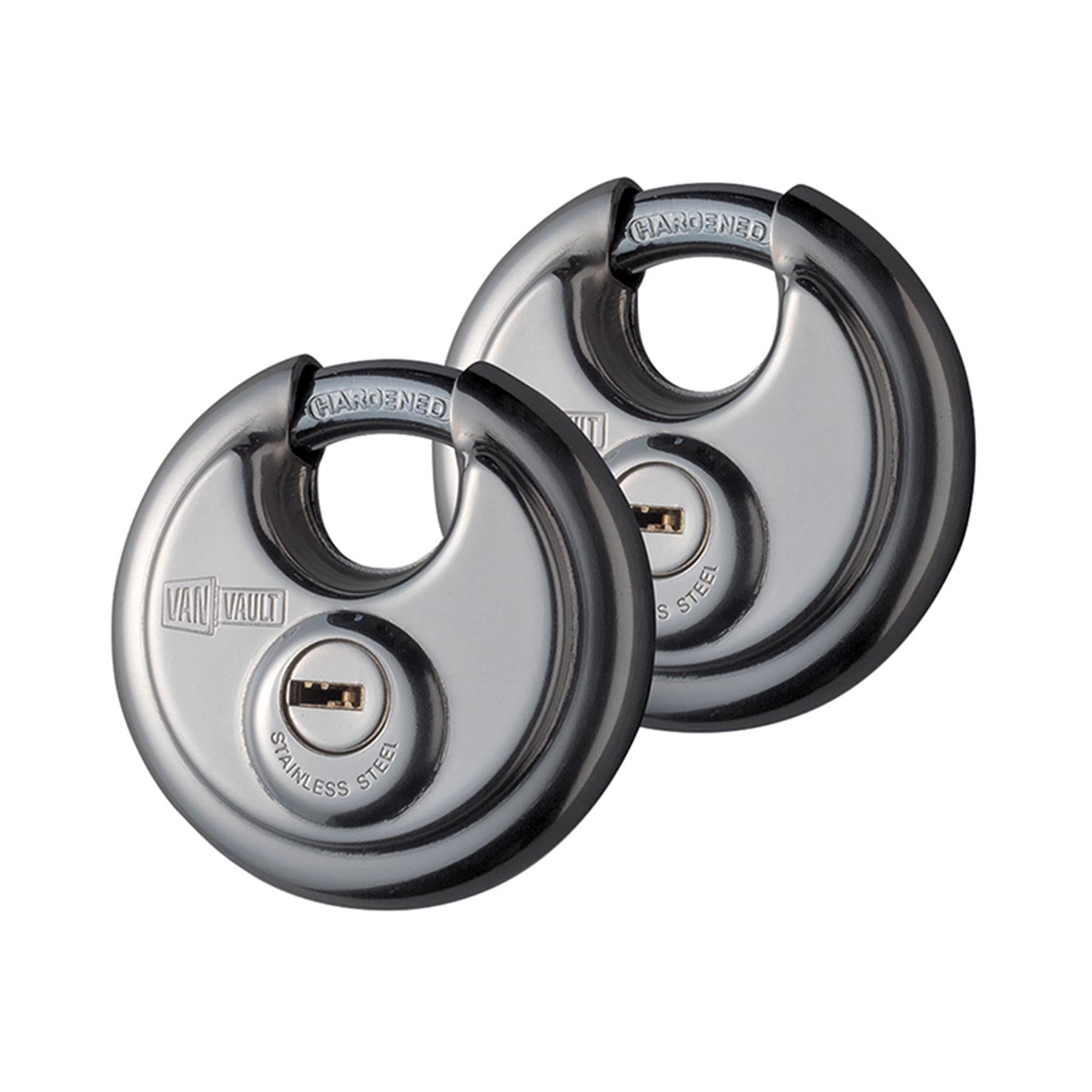 Van Vault Stainless Steel Disc Padlock Twin Pack 70mm