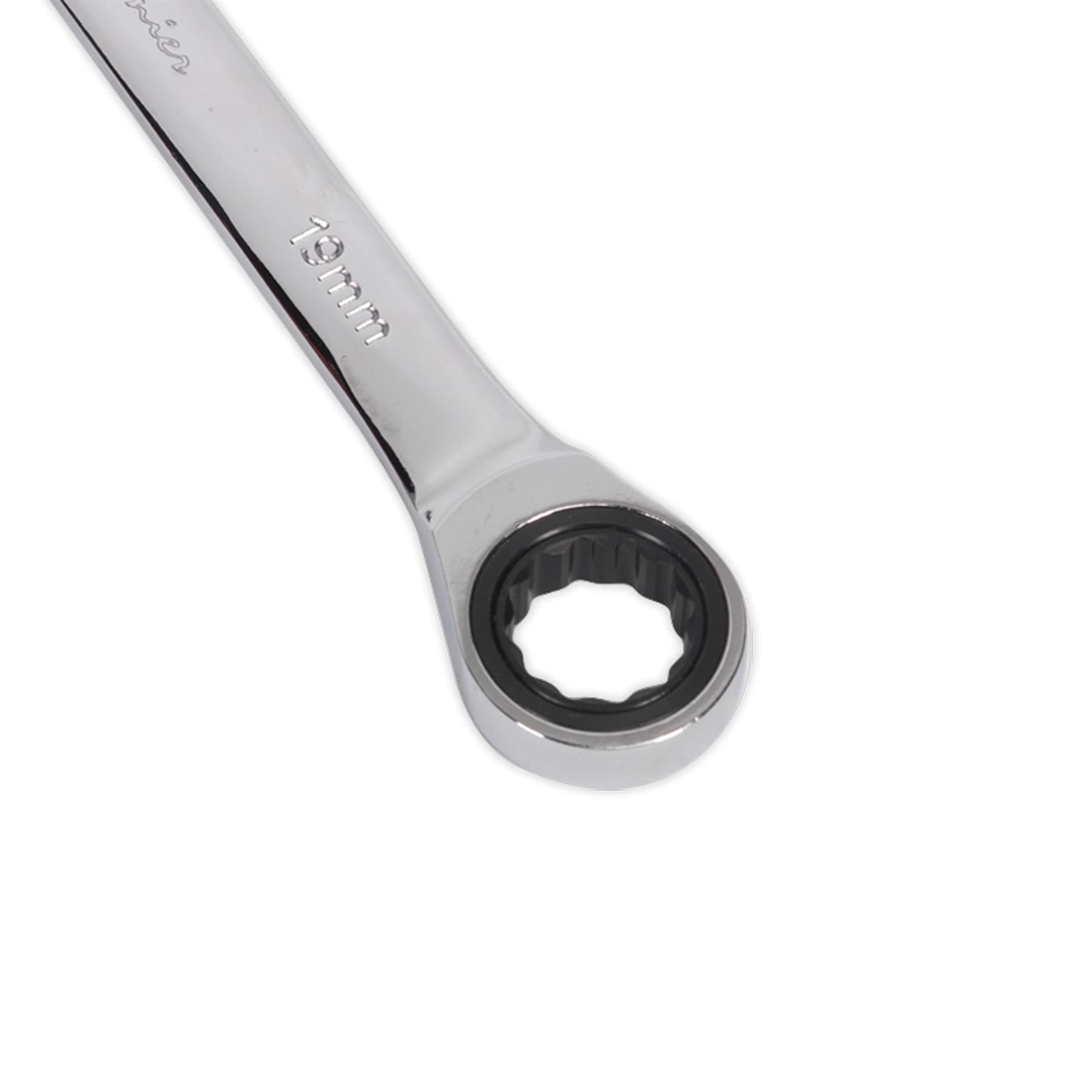 Sealey Ratchet Combination Spanner 19mm Chrome Vanadium Steel